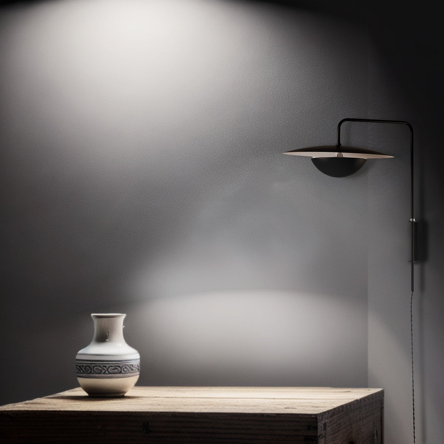 Mid Century Conical Wall Lamp-France & Son-LBW091ABLK-Wall Lighting-2-France and Son