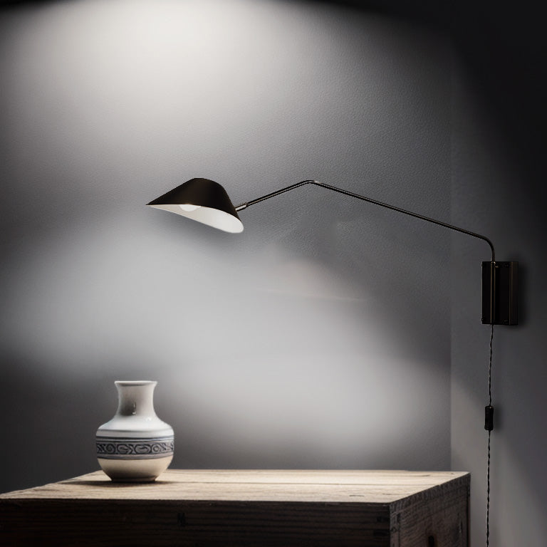 Chapeau Mouille Long Rotating Wall Sconce-France & Son-LBW094CBLK-Wall LightingBlack-2-France and Son