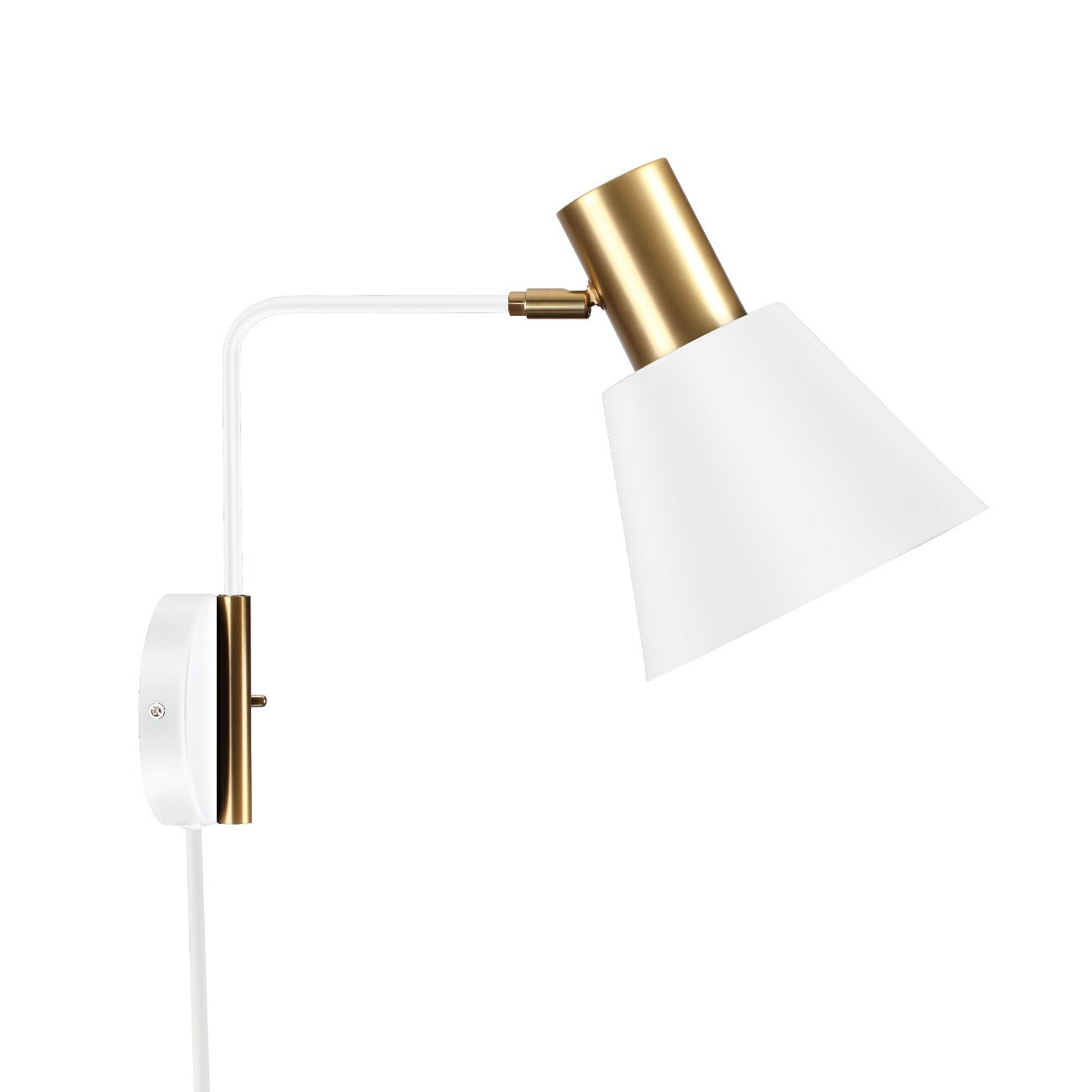 Mid Century Norre Rotating Wall Sconce-France & Son-LBW107WHTBRS-Wall LightingWhite-1-France and Son