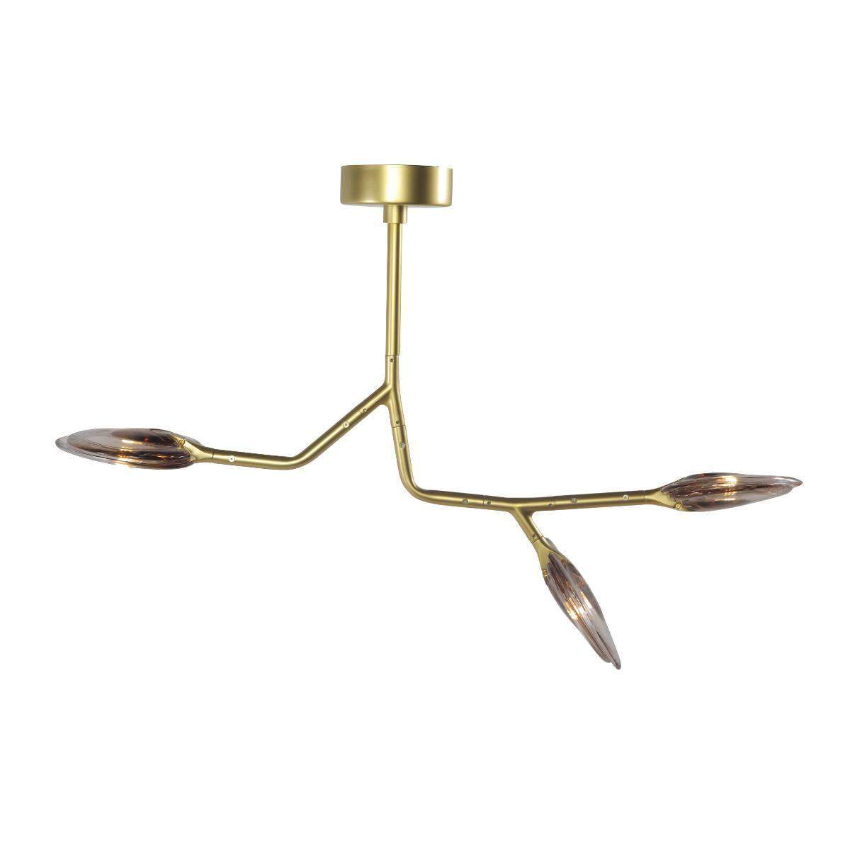 Branching Reniform Art Glass Chandelier - 3 Bulb-France & Son-LM9603PGOLD-Chandeliers-1-France and Son