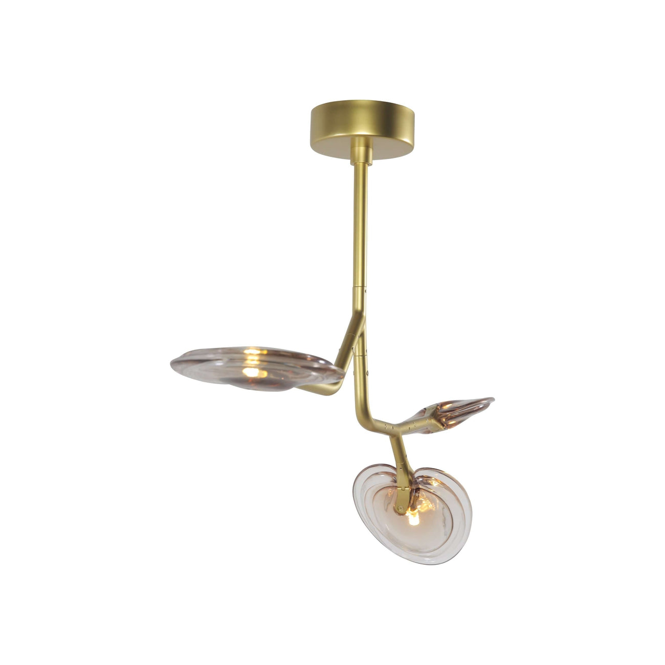 Branching Reniform Art Glass Chandelier - 3 Bulb-France & Son-LM9603PGOLD-Chandeliers-2-France and Son