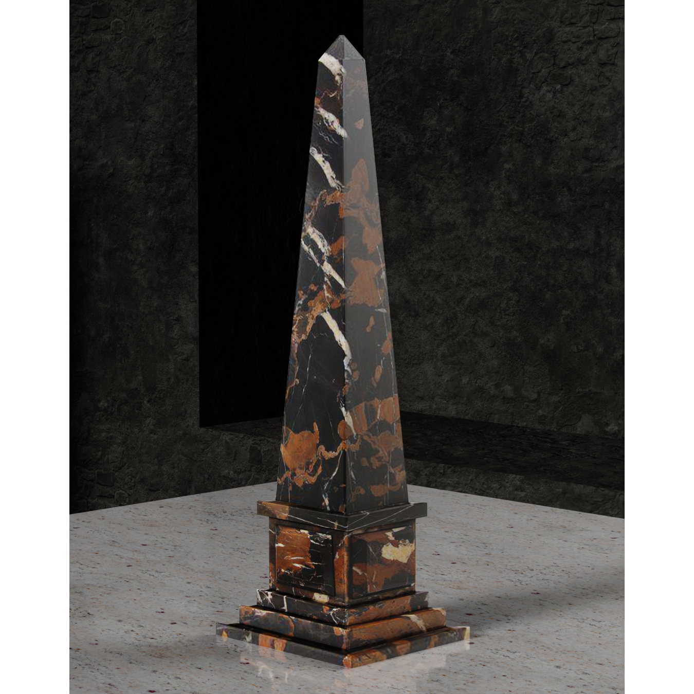 Pegasus Collection Onyx & Gold 20" Stone Obelisk-FABLER-MC-OB06-BG-Decor-1-France and Son