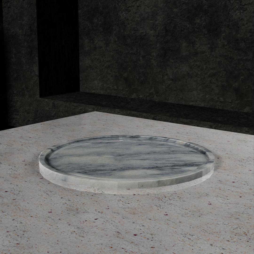 Mist Gray 16" Stone Circular Service Tray-FABLER-MC-PC06-CG-Decor-1-France and Son