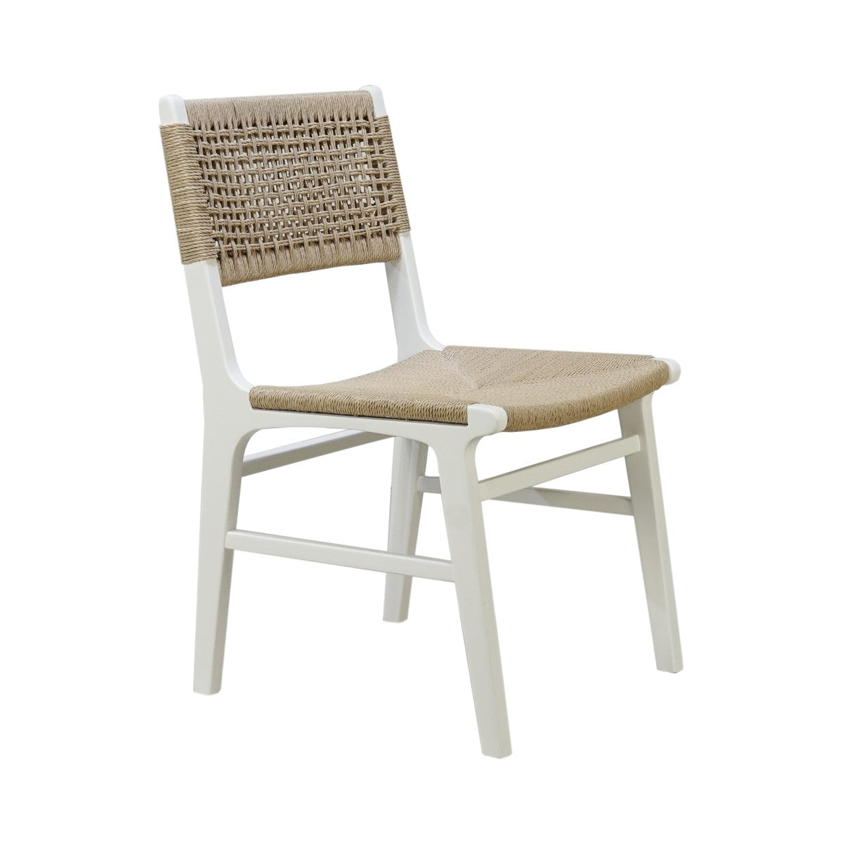 Monroe - Woven Back Dining Chair With Rush Seat In Matte White Lacquer