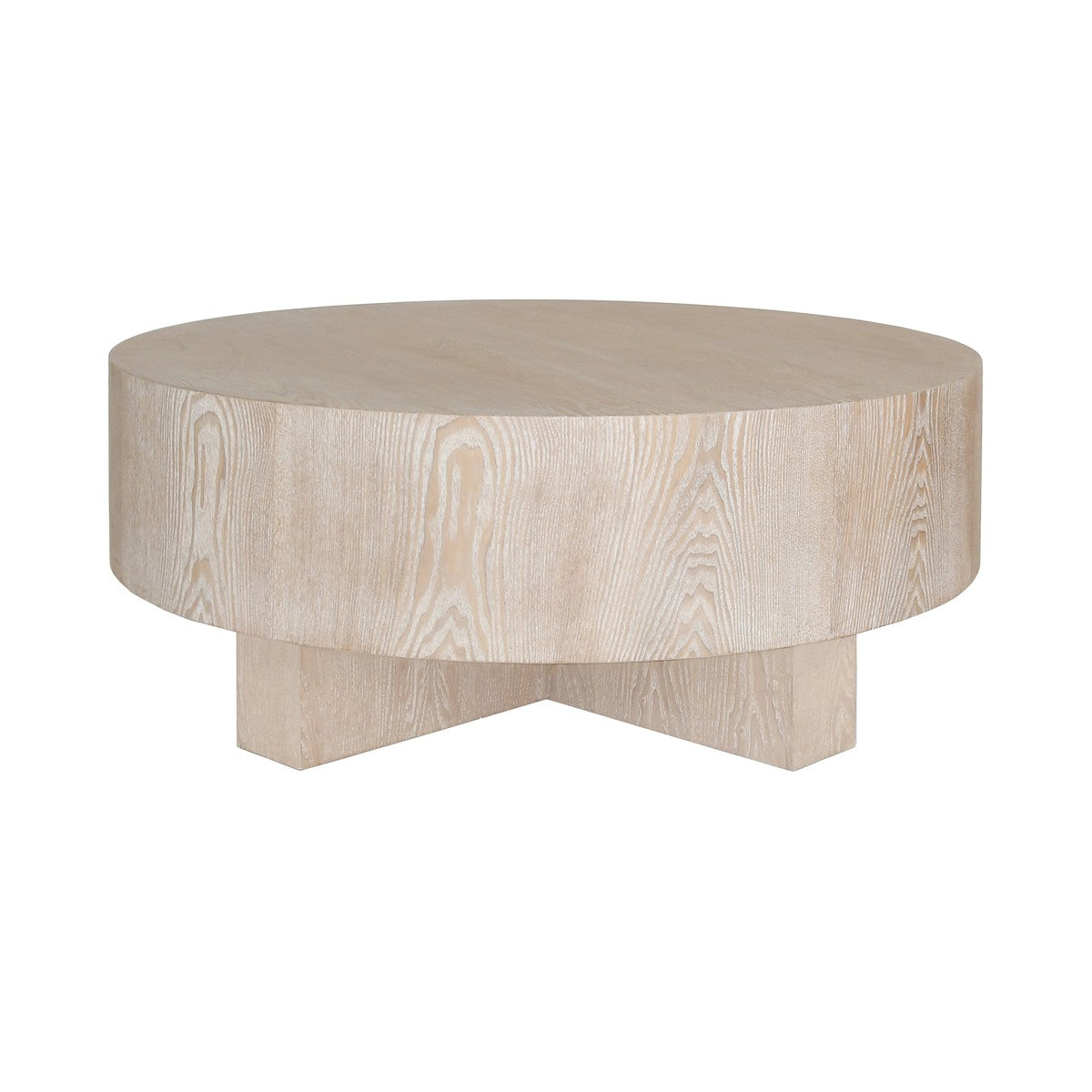 Oslo - Thick Top Coffee Table With Cross Base In Light Cerused Oak