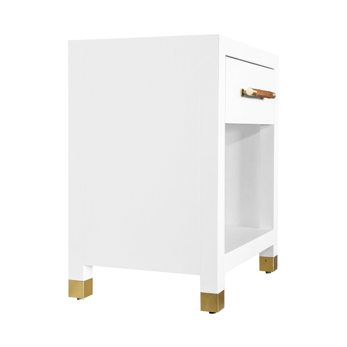 Pelham - One Drawer Side Table With Rattan Wrapped Handle In Matte White Lacquer