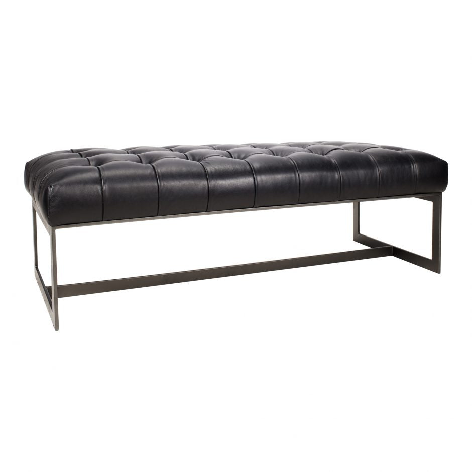 Wyatt Leather Bench Black-Moes-MOE-QN-1002-02-Benches-1-France and Son