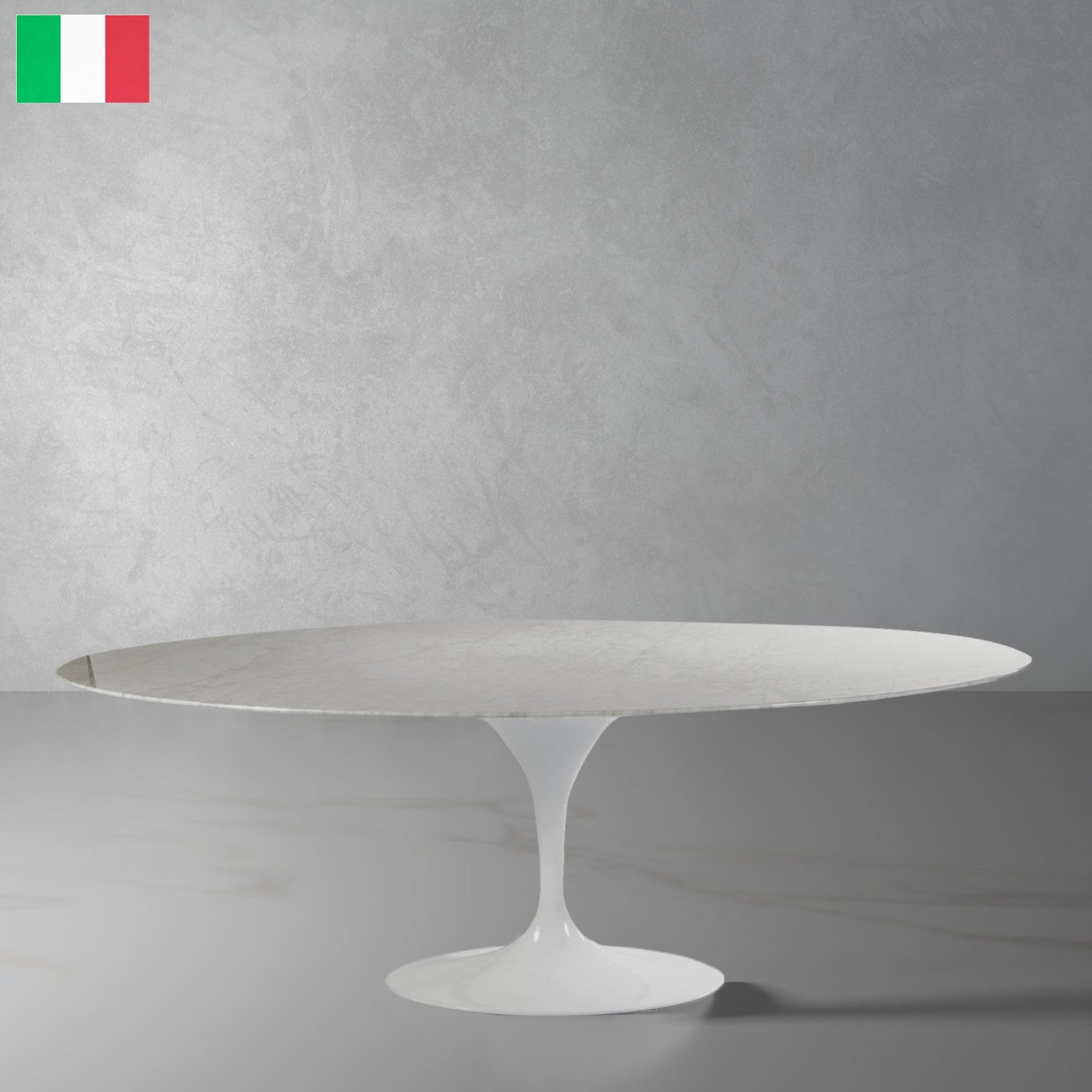 Carrara Marble Pedestal Tulip Dining Table - Oval-France & Son-RT335V6042WHT-Dining Tables60" x 42"-1-France and Son