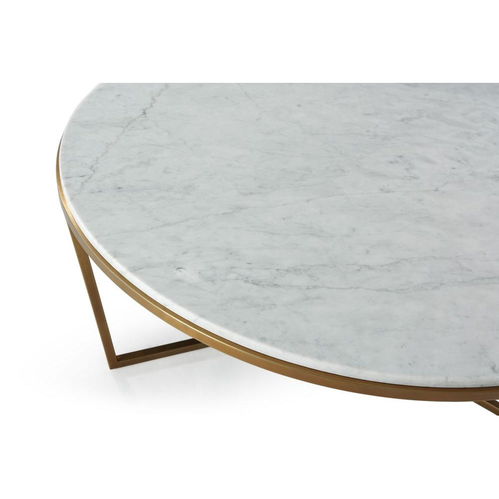 Fisher Round Cocktail Table (Marble)-Theodore Alexander-THEO-TAS51034.C095-Coffee TablesPolished Nickel-9-France and Son