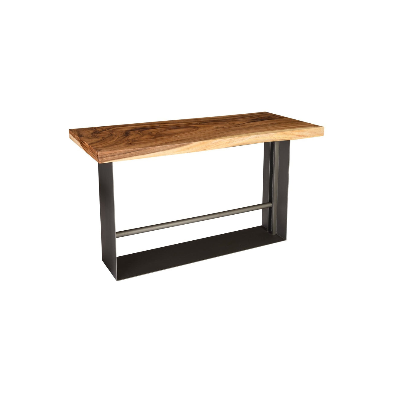 Iron Frame Bar Table, Chamcha Wood, Natural-Phillips Collection-PHIL-TH81409-Dining Tables-1-France and Son