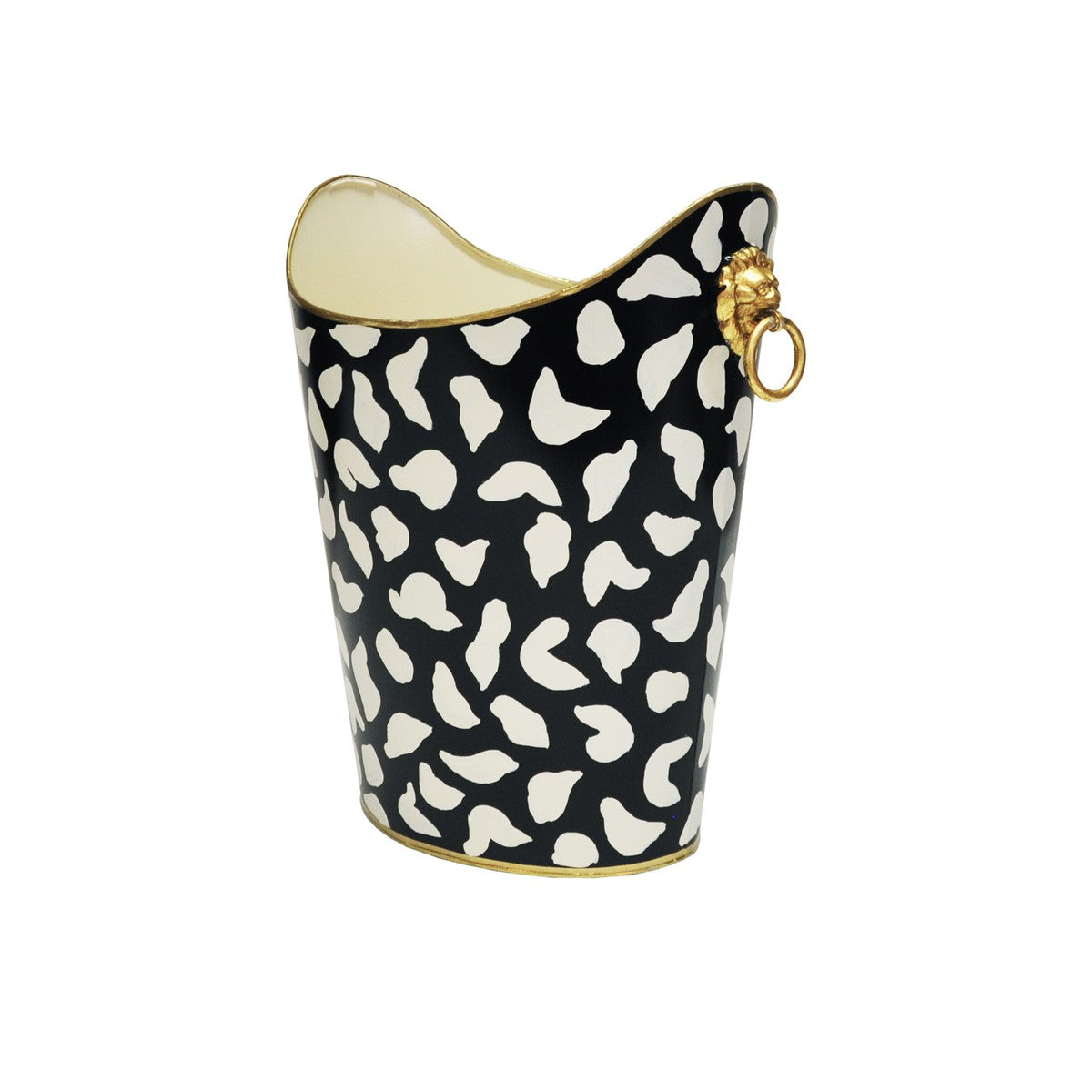 Oval Wastebasket With Raised Ends And Lion Handles