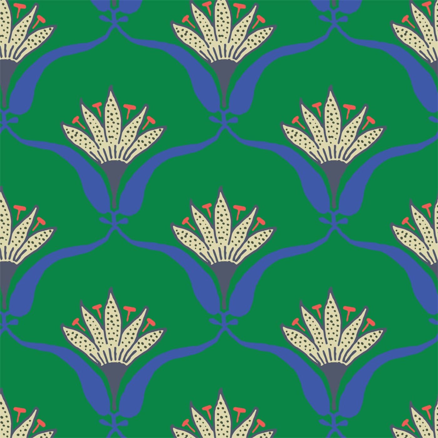 Wallflower Wallpaper-Mitchell Black-MITCHB-WCJT6-JA-PM-10-Wall DecorPatterns Jade-Premium Matte Paper-1-France and Son