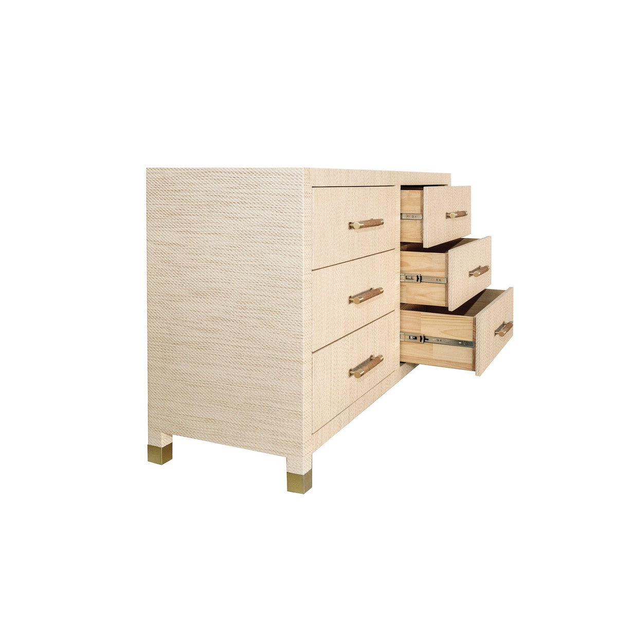 Winchester - Six Drawer Chest With Rattan Wrapped Handles In Natural Grasscloth