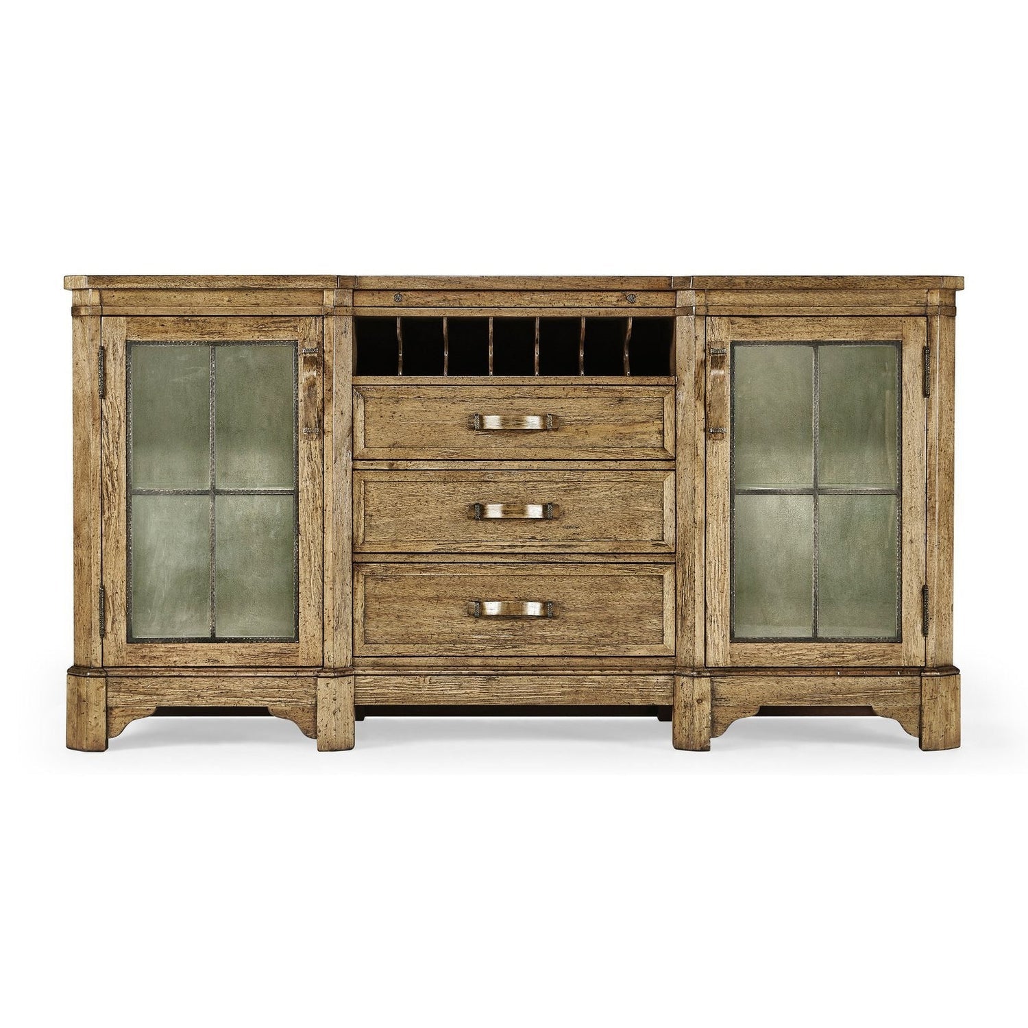 Plank Low Cabinet & Wine Rack with Strap Handles-Jonathan Charles-JCHARLES-491062-DTM-Bar StorageMedium Driftwood-7-France and Son