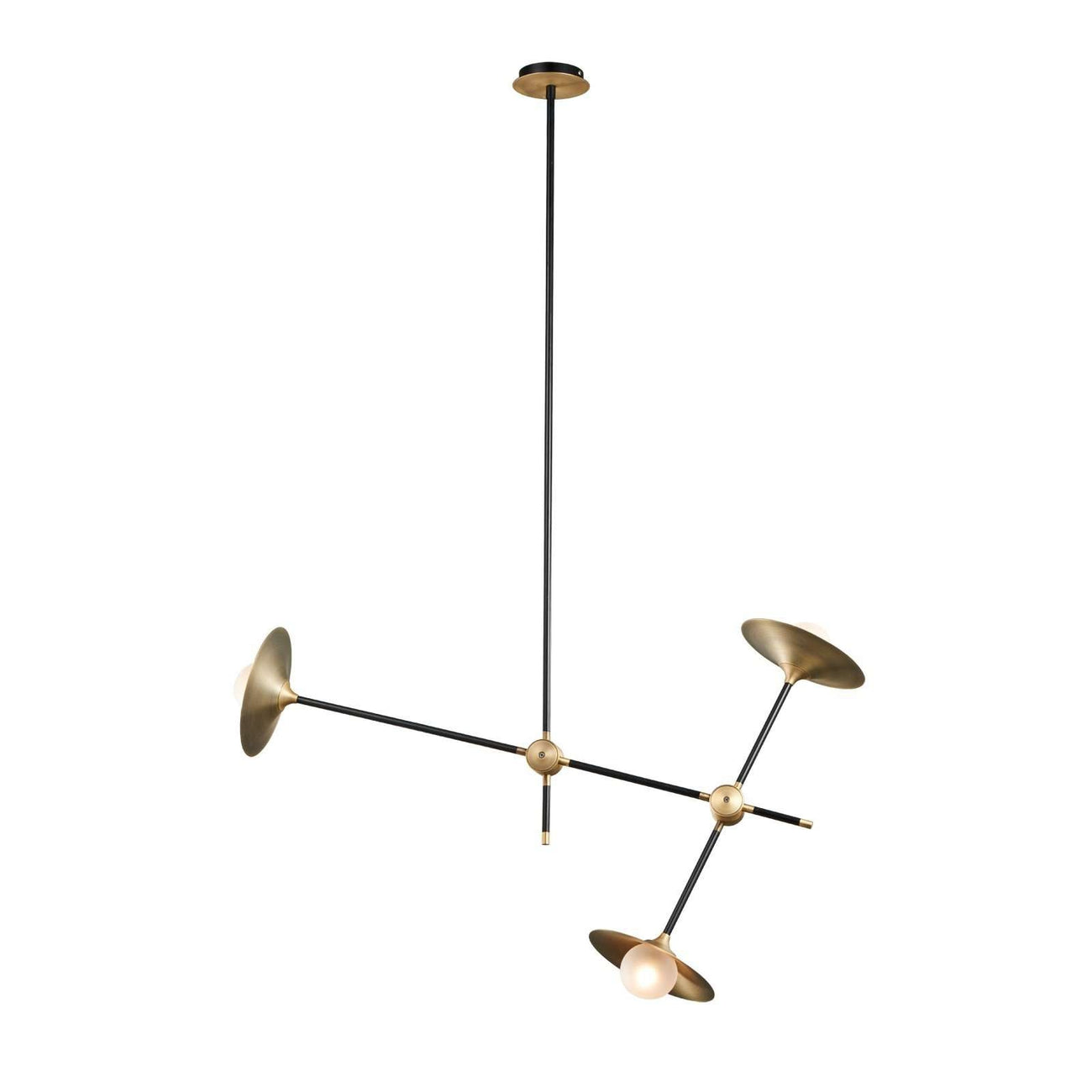 Modern Collared Baton Chandelier-France & Son-LM3593PBLKBRS-Chandeliers-1-France and Son
