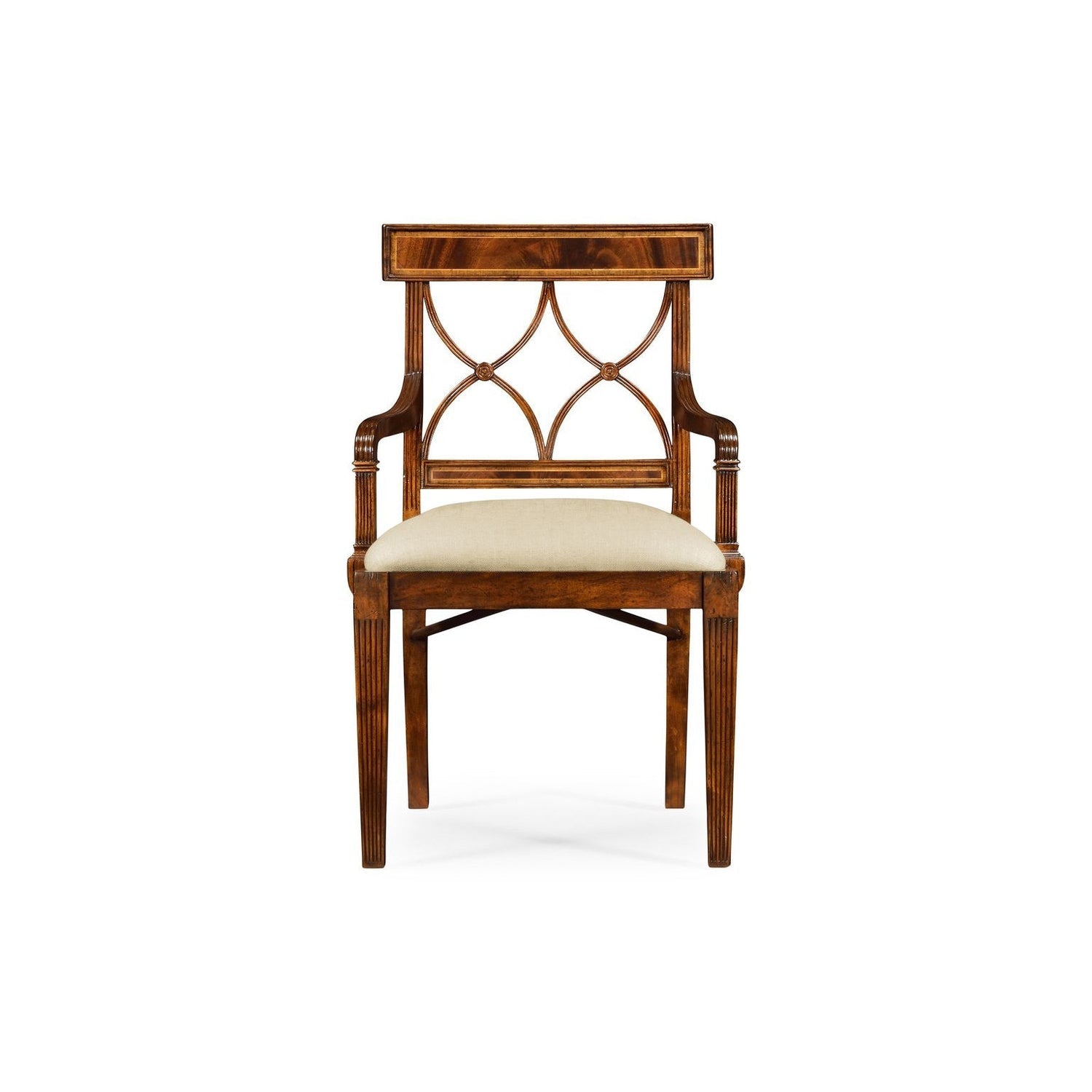 Regency Curved Back Arm Chair-Jonathan Charles-JCHARLES-494347-AC-EBF-F001-Dining ChairsBlack Painted & MAZO F001-7-France and Son