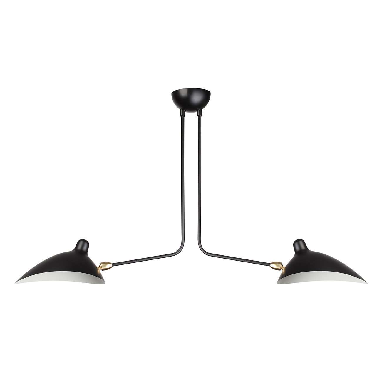 Mid Century Mouille Two Arm MCL-2 Ceiling Lamp-France & Son-LBC092BLK2-ChandeliersBlack-1-France and Son