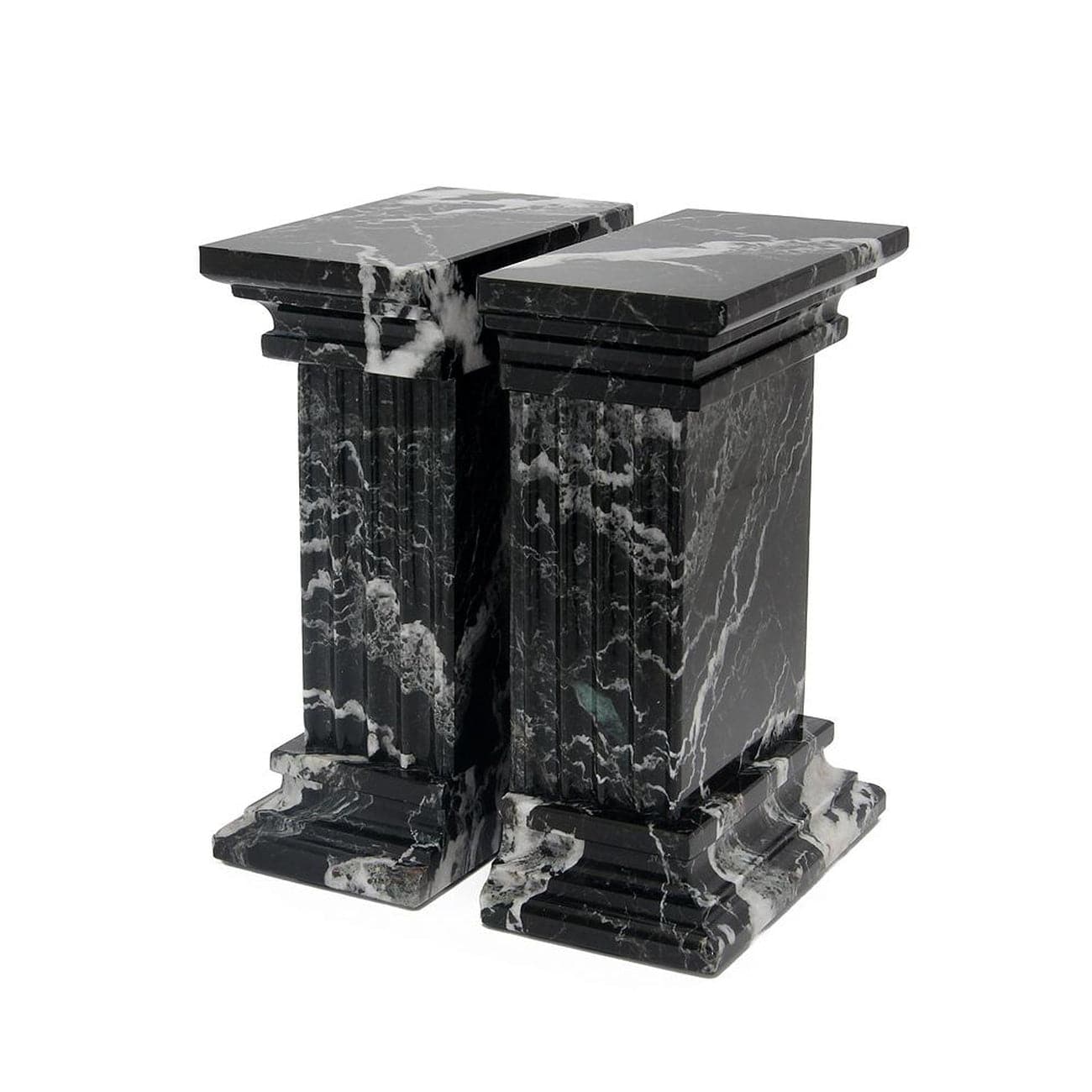 Renaissance Collection Black Zebra Marble Bookends-Marble Crafter-MC-BE40-BZ-Bookends-1-France and Son
