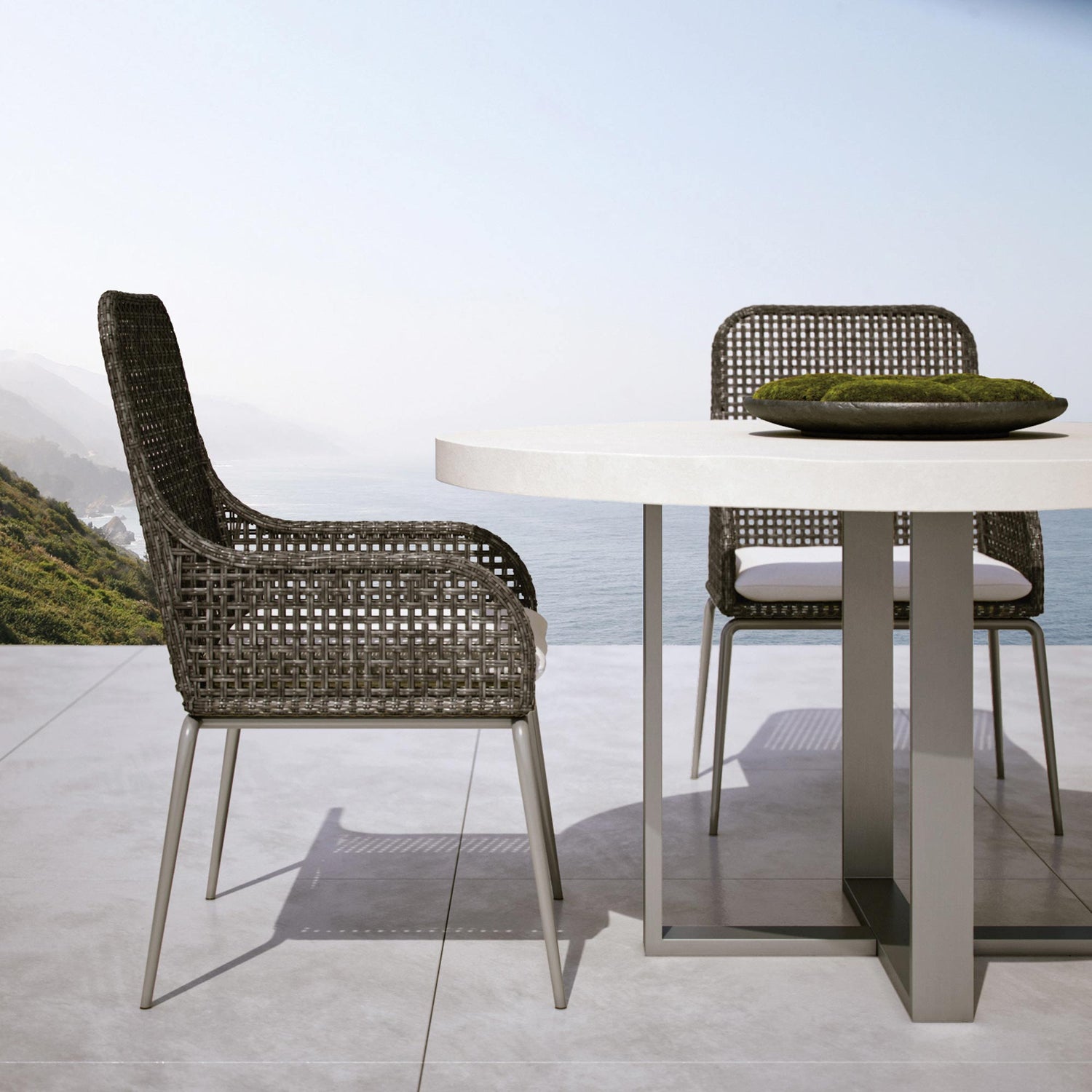 Antilles Wicker Arm Chair-Bernhardt-BHDT-X0161WX-Dining Chairs-3-France and Son