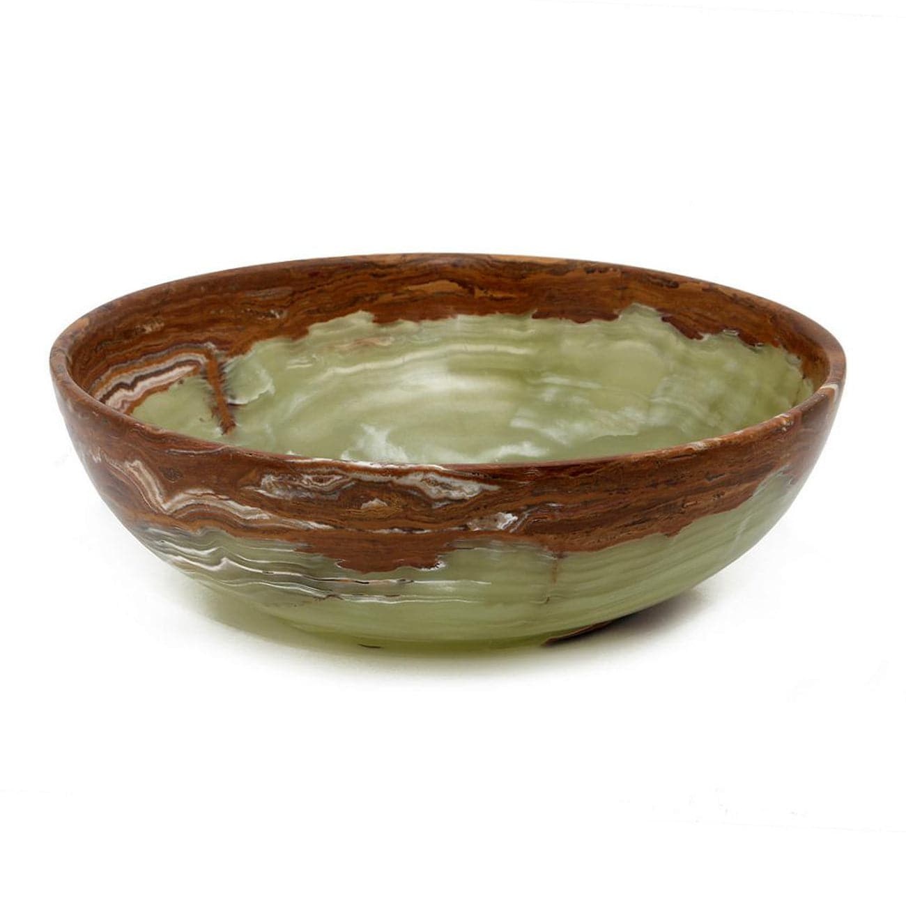 Laurus Collection Whirl Green 12" Onyx Bowl-Marble Crafter-MC-BW20-WG-Decor-1-France and Son