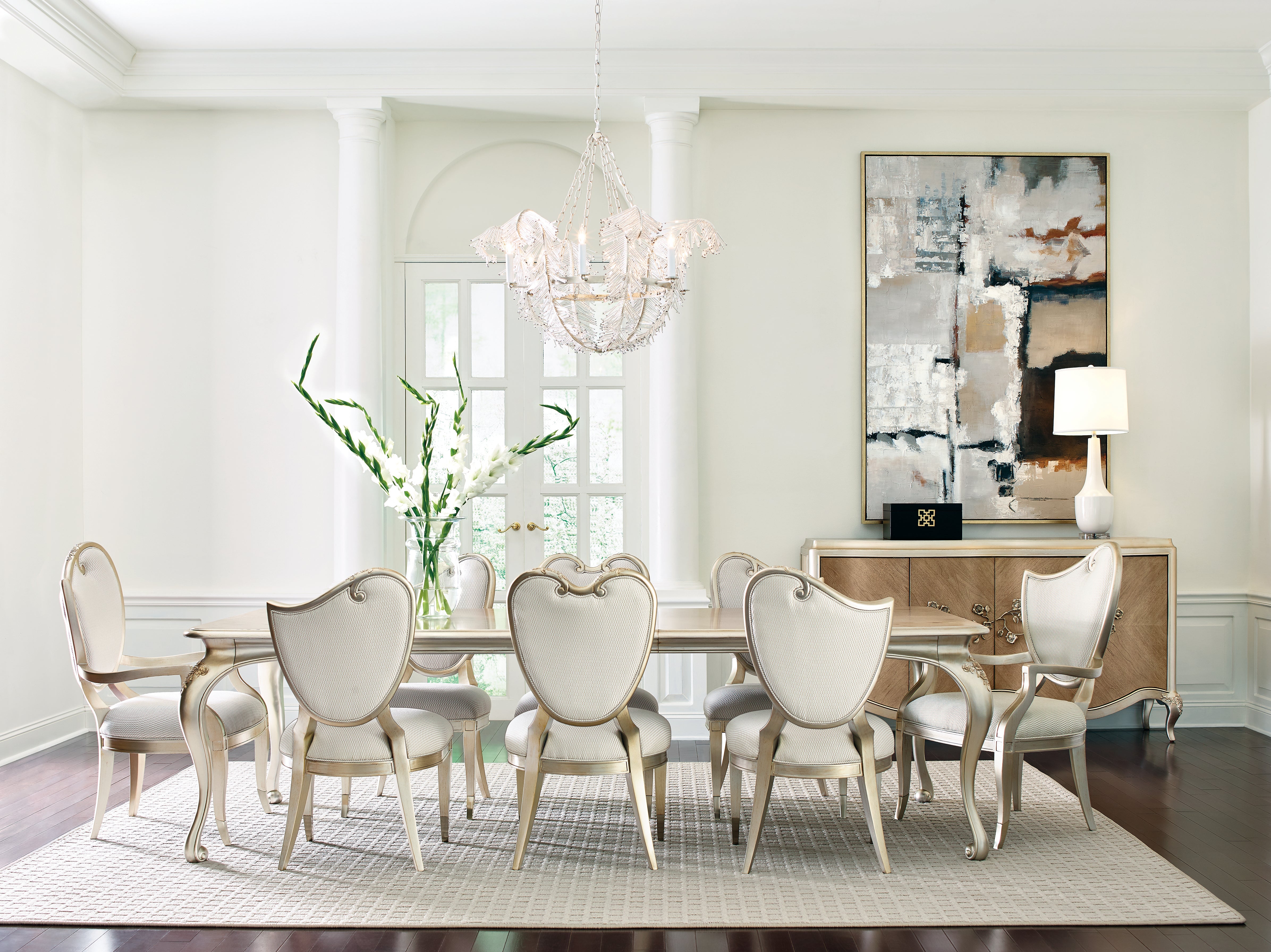 Center Side Chair  - Gold, Off White