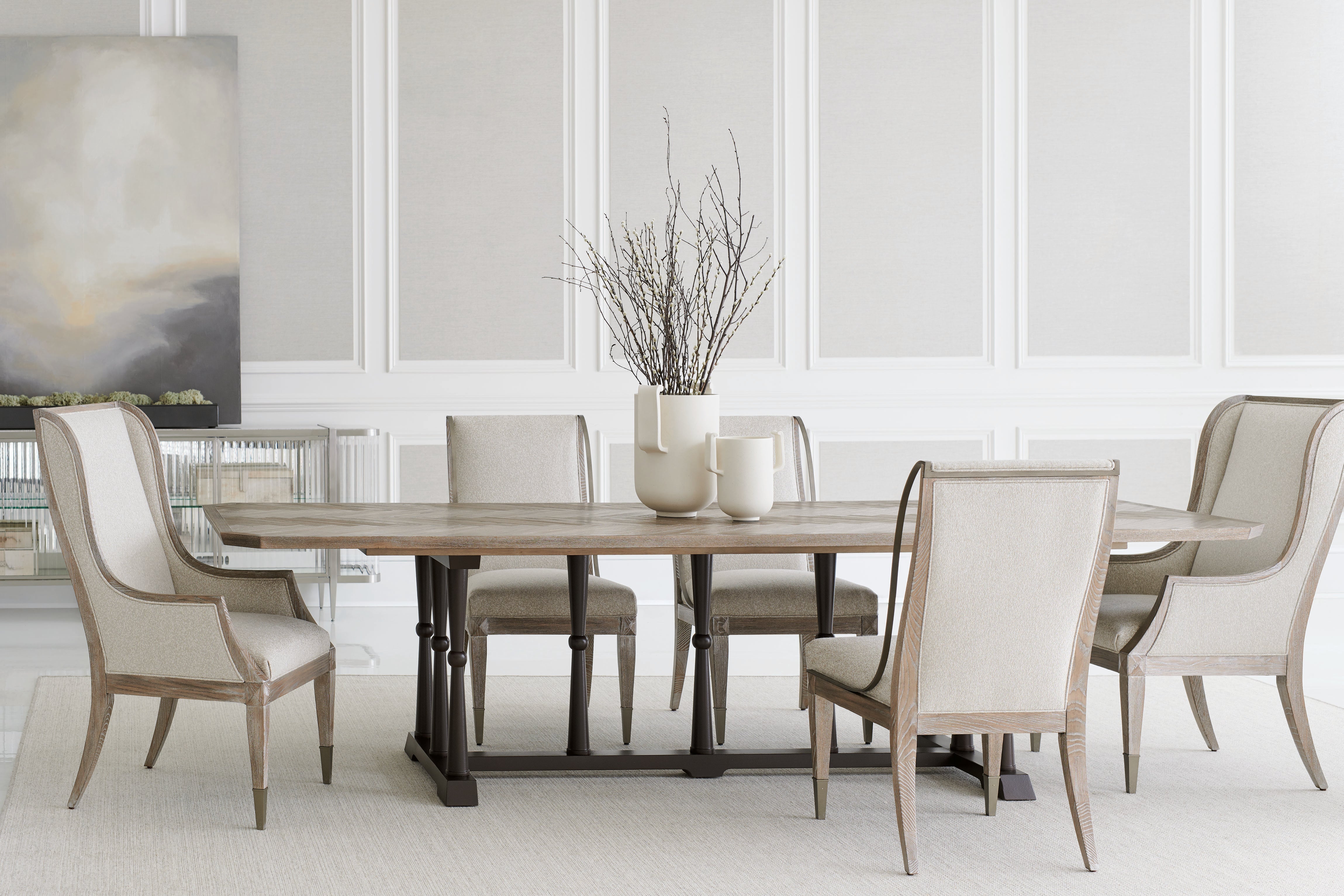 Open Arms Arm Chair  - Brown, Beige