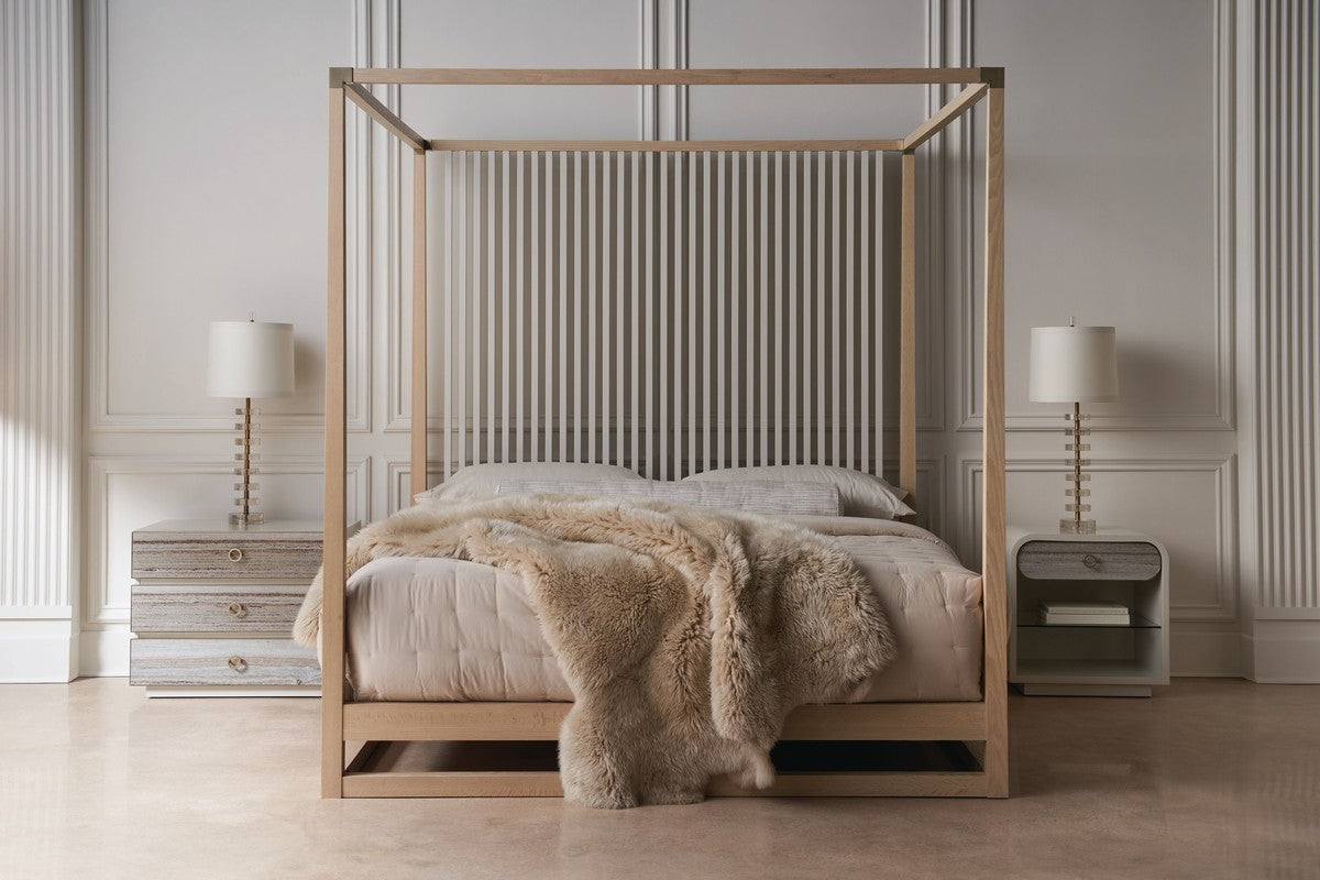 Pinstripe Light Bed - Queen  - Brown, Off White