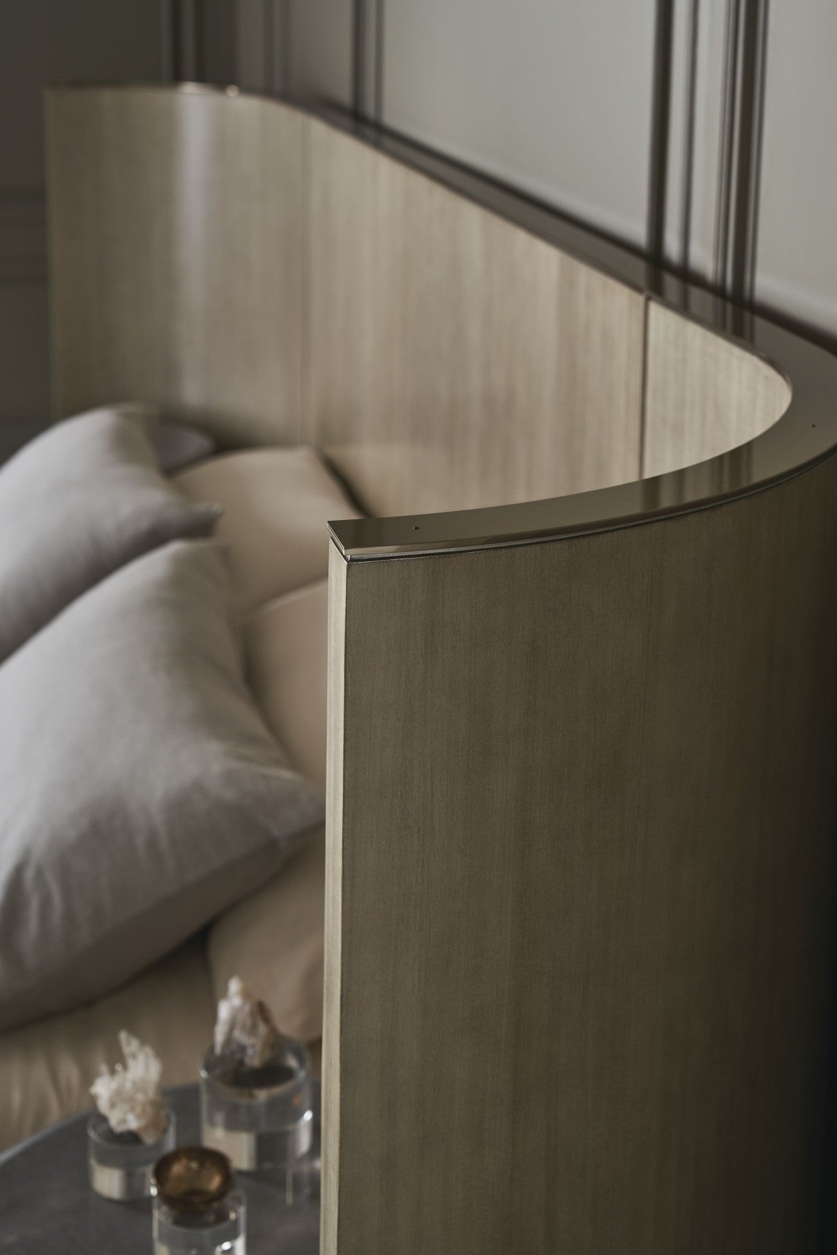 Dream Chaser Bed With Wings-King  - Beige, Grey, Gold