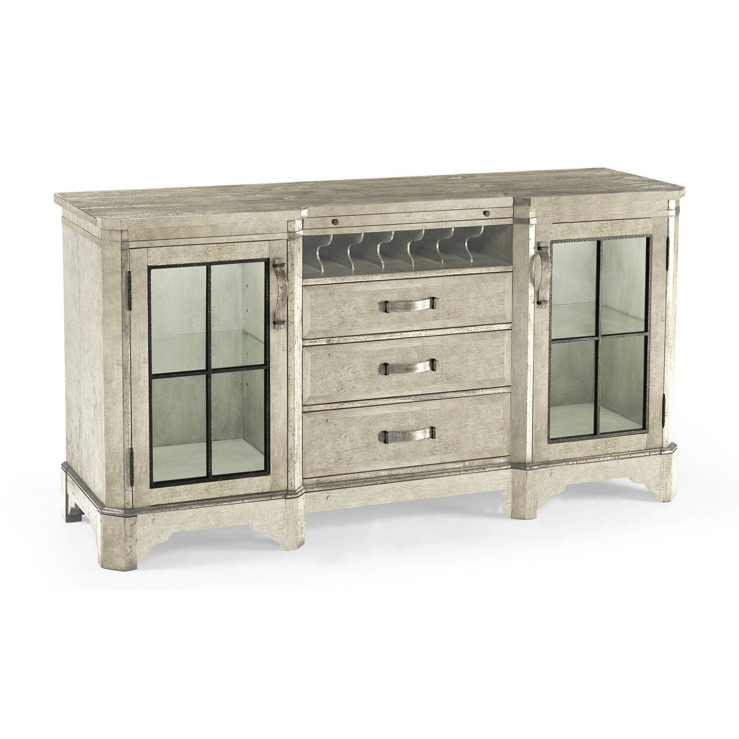 Plank Low Cabinet & Wine Rack with Strap Handles-Jonathan Charles-JCHARLES-491062-DTM-Bar StorageMedium Driftwood-11-France and Son