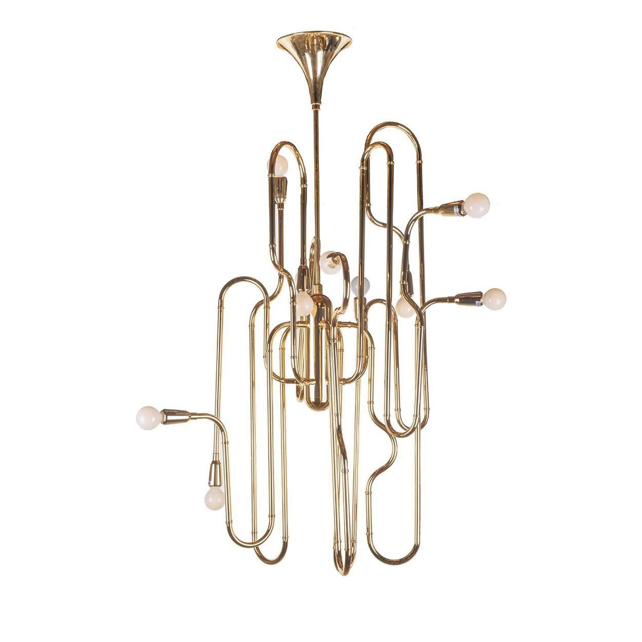 Modern Clark Trombone Chandelier - Gold