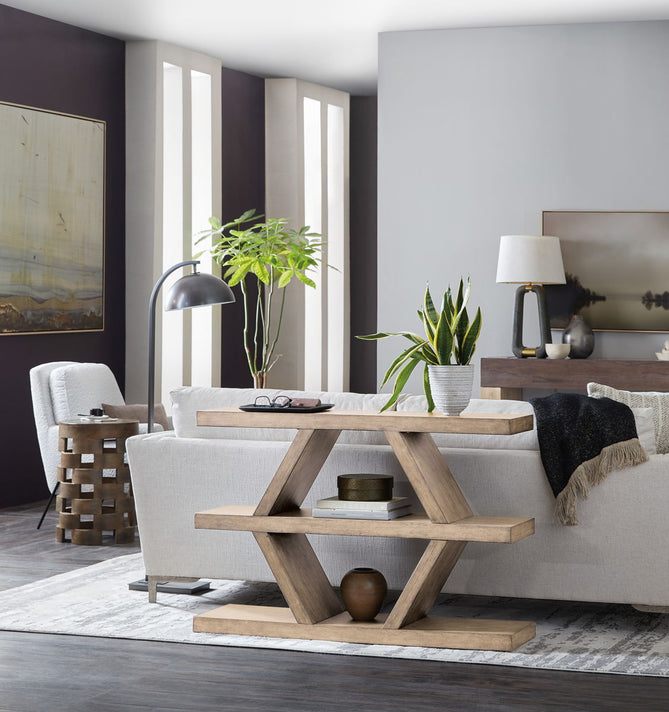 Commerce & Market Geo Lines Console-Hooker-HOOKER-7228-85056-88-Console TablesLight Natural Wood-2-France and Son