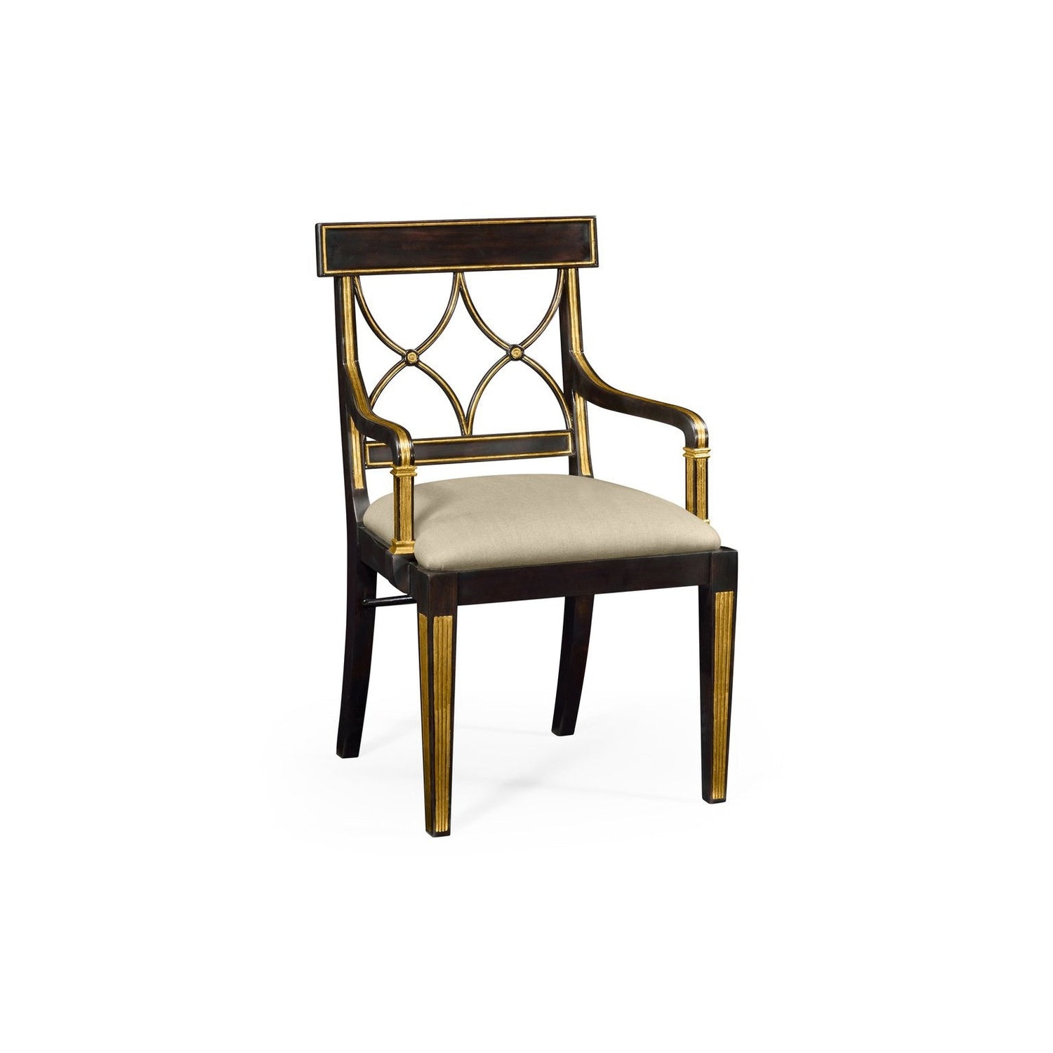 Regency Curved Back Arm Chair-Jonathan Charles-JCHARLES-494347-AC-EBF-F001-Dining ChairsBlack Painted & MAZO F001-1-France and Son