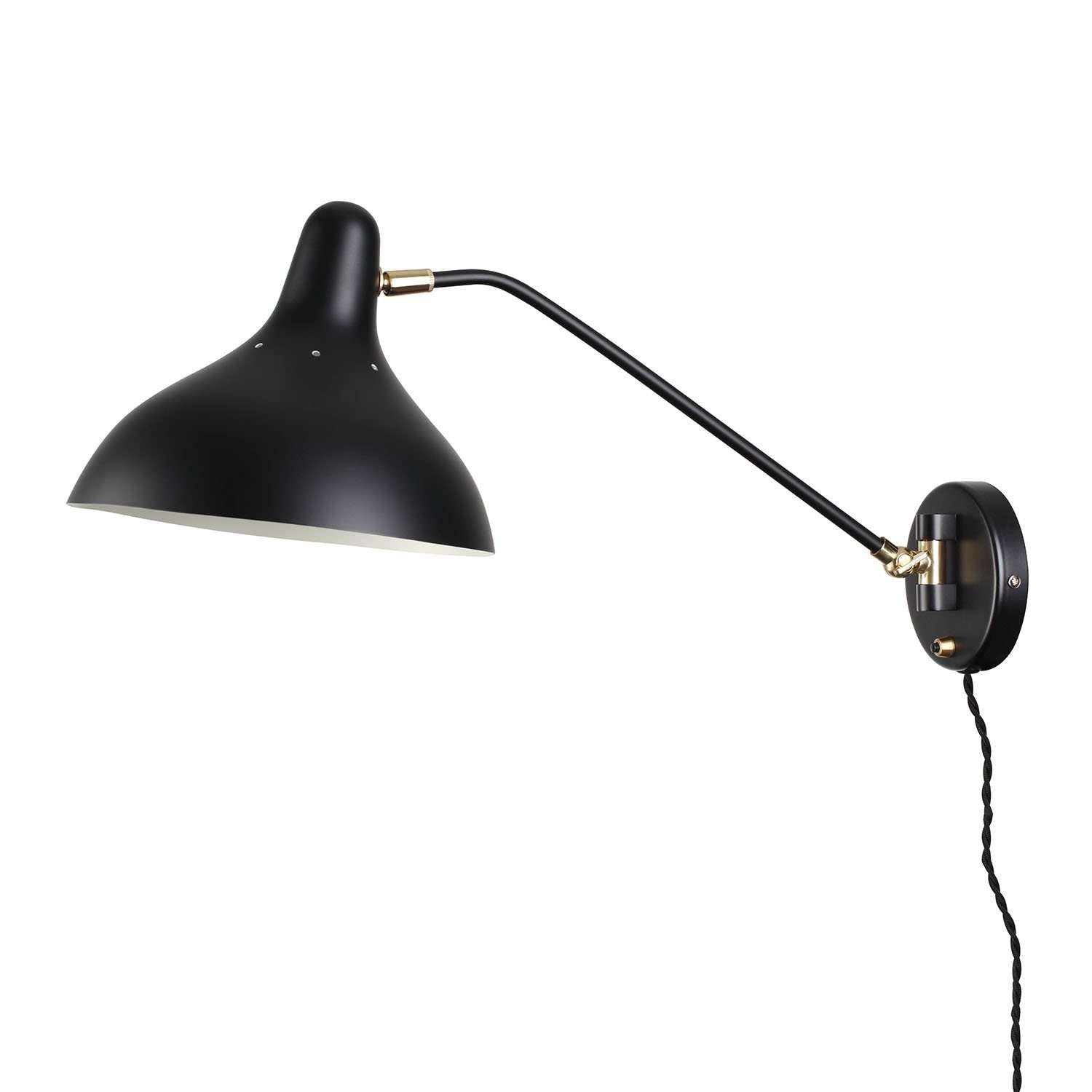 Mid Century Swivel Sconce-France & Son-LBW088BLK-Wall Lighting-1-France and Son