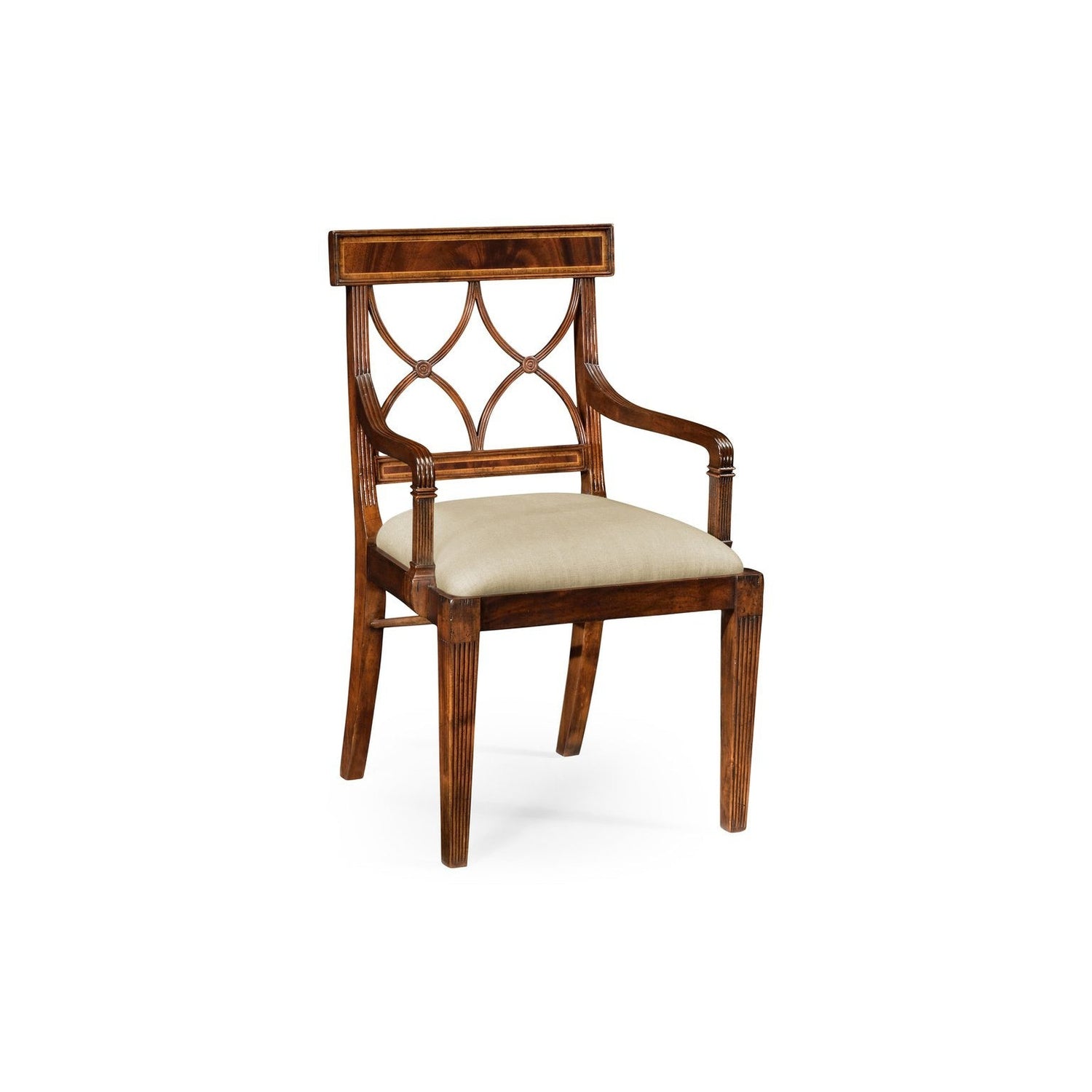 Regency Curved Back Arm Chair-Jonathan Charles-JCHARLES-494347-AC-EBF-F001-Dining ChairsBlack Painted & MAZO F001-6-France and Son