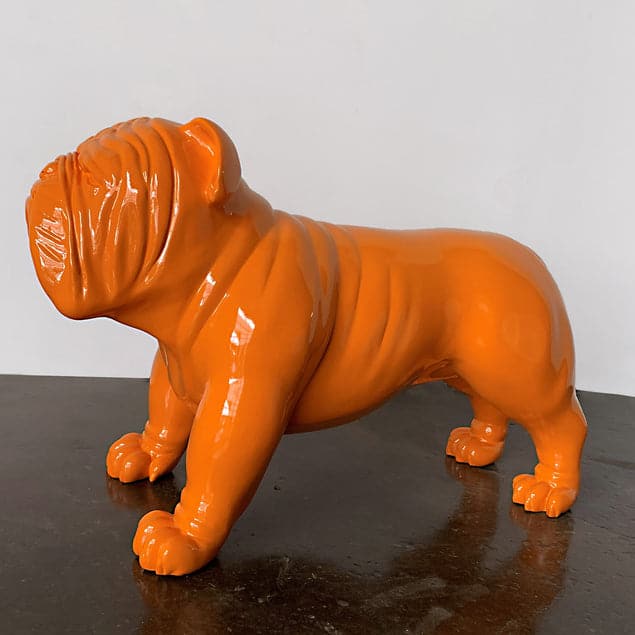 Bulldog Sculpture, Small - Indoor-Gold Leaf Design Group-GOLDL-FG1262-OR-Decorative ObjectsOrange-3-France and Son