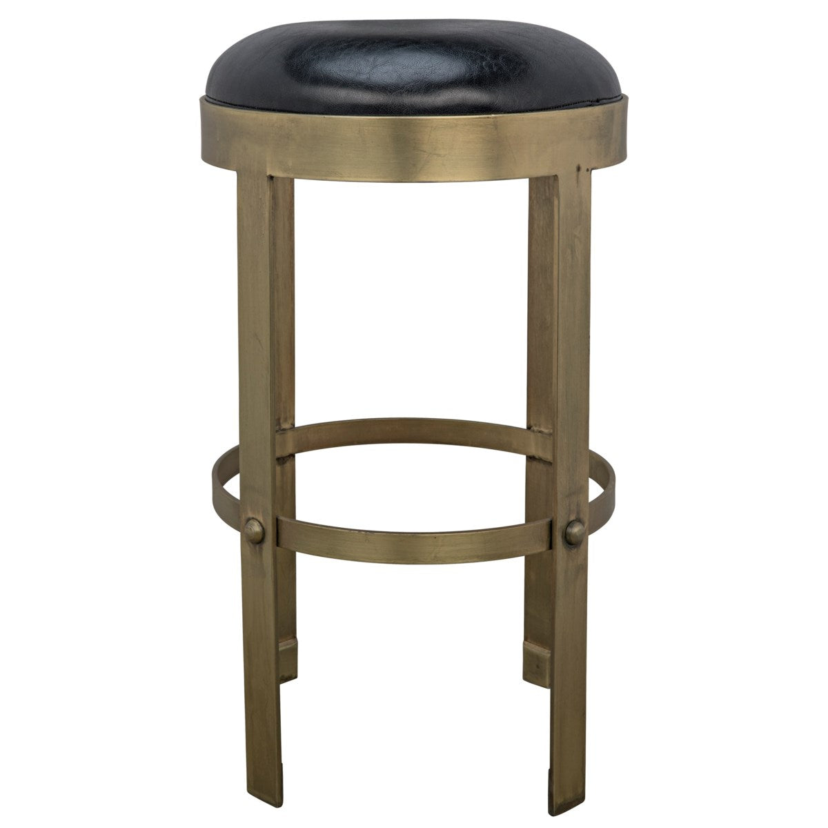 Prince Stool with Leather, Brass Finish-Noir-NOIR-GSTOOL146MB-S-Bar StoolsCounter-4-France and Son