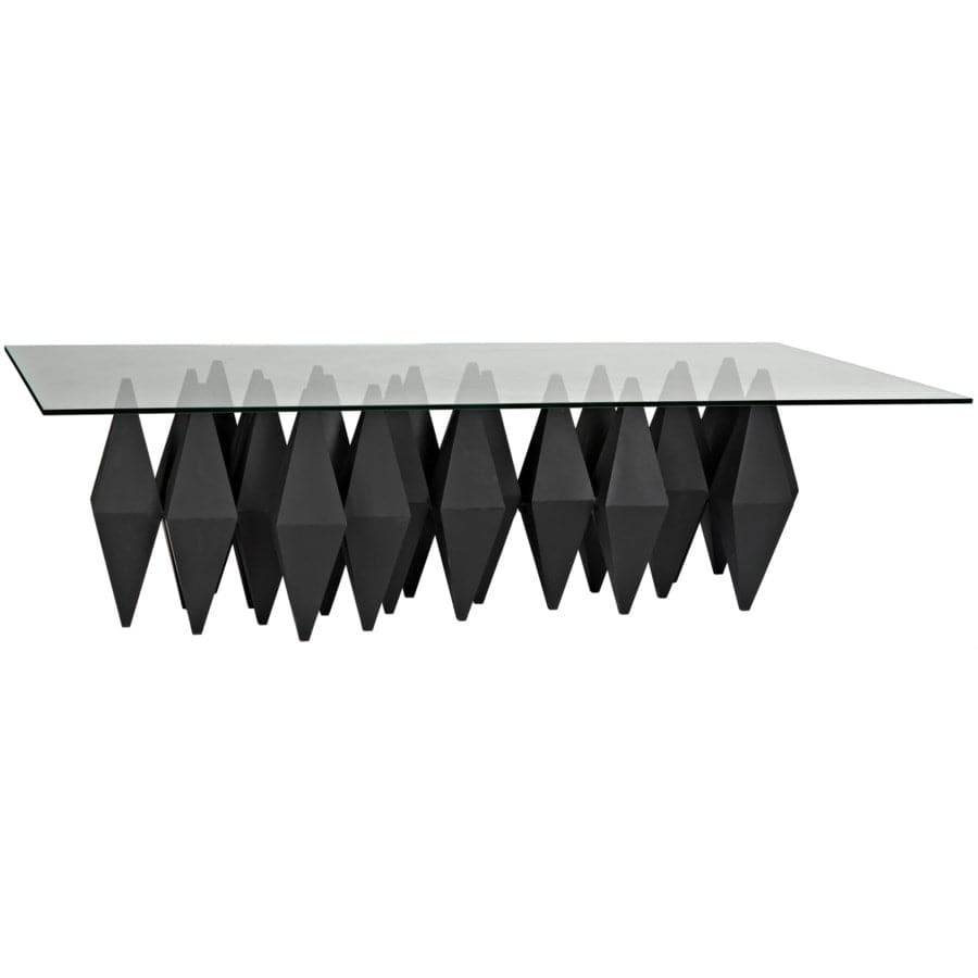 Bast Metal Coffee Table with Glass Top-Noir-NOIR-GTAB1052MTB-Coffee Tables-1-France and Son