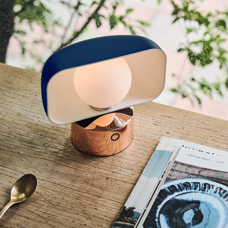 Hoodie Table / Wall Lamp-Seed Design-SEED-SLD-150DC-CPR-Table LampsNavy Blue / Shiny Cooper-4-France and Son