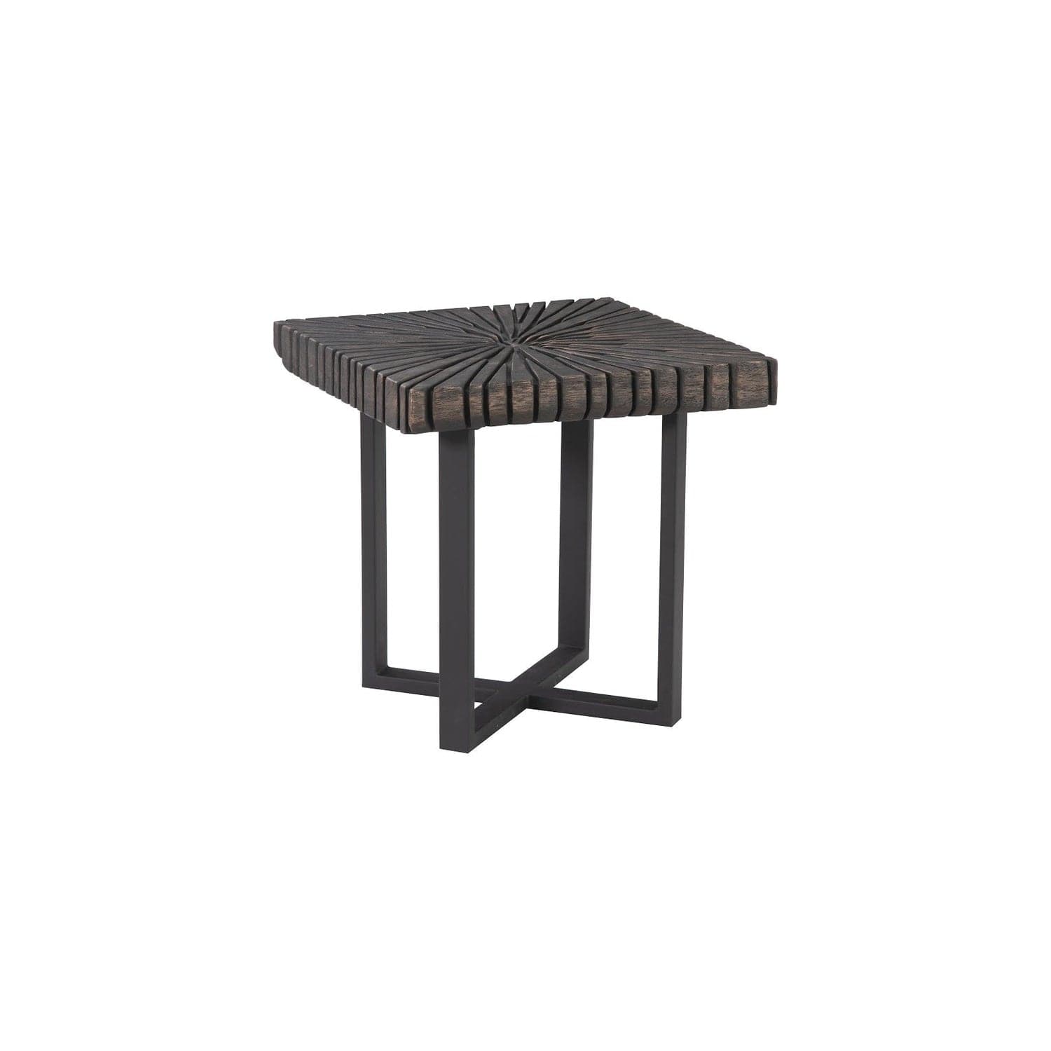 Chainsaw Side Table - Burnt Black - Black Iron Cross Base-Phillips Collection-PHIL-TH103561-Side Table-1-France and Son