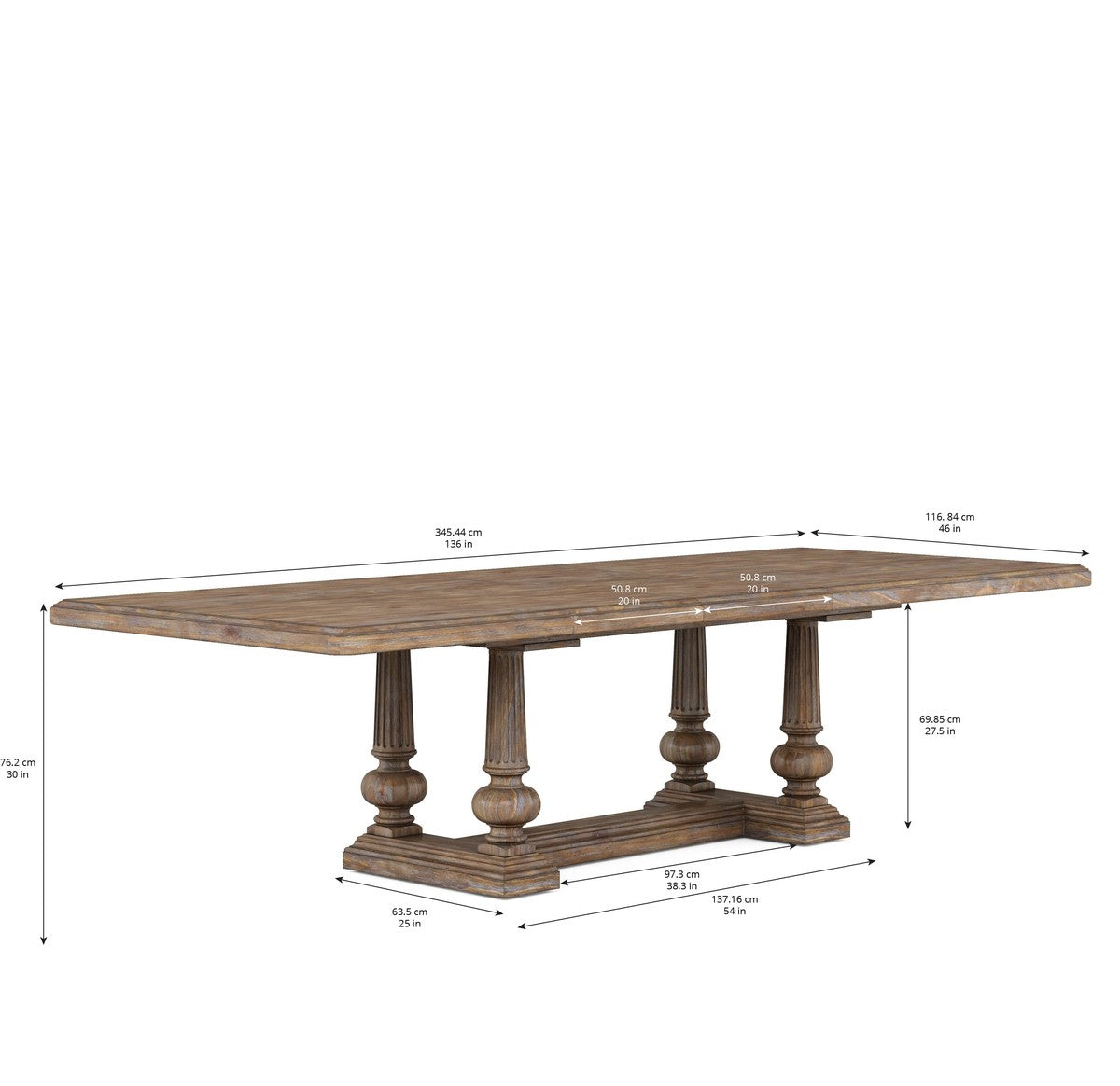Architrave Trestle Dining Table - Brown