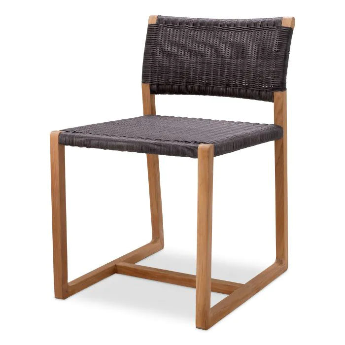Outdoor Dining Chair Griffin-Eichholtz-EICHHOLTZ-117228-Outdoor Dining ChairsNatural Teak with Black Weave-1-France and Son
