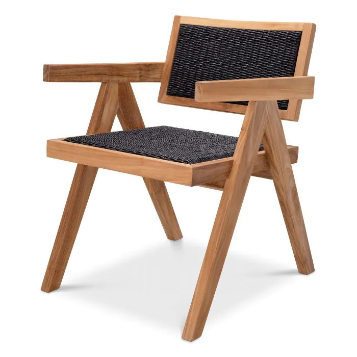 Outdoor Dining Chair Kristo-Eichholtz-EICHHOLTZ-117311-Outdoor Dining ChairsNatural with Black Teak-1-France and Son