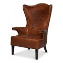 Drake Distilled Leather Side Chair-SARREID-SARREID-53906-Chaise Lounges-1-France and Son