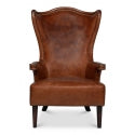 Drake Distilled Leather Side Chair-SARREID-SARREID-53906-Chaise Lounges-2-France and Son