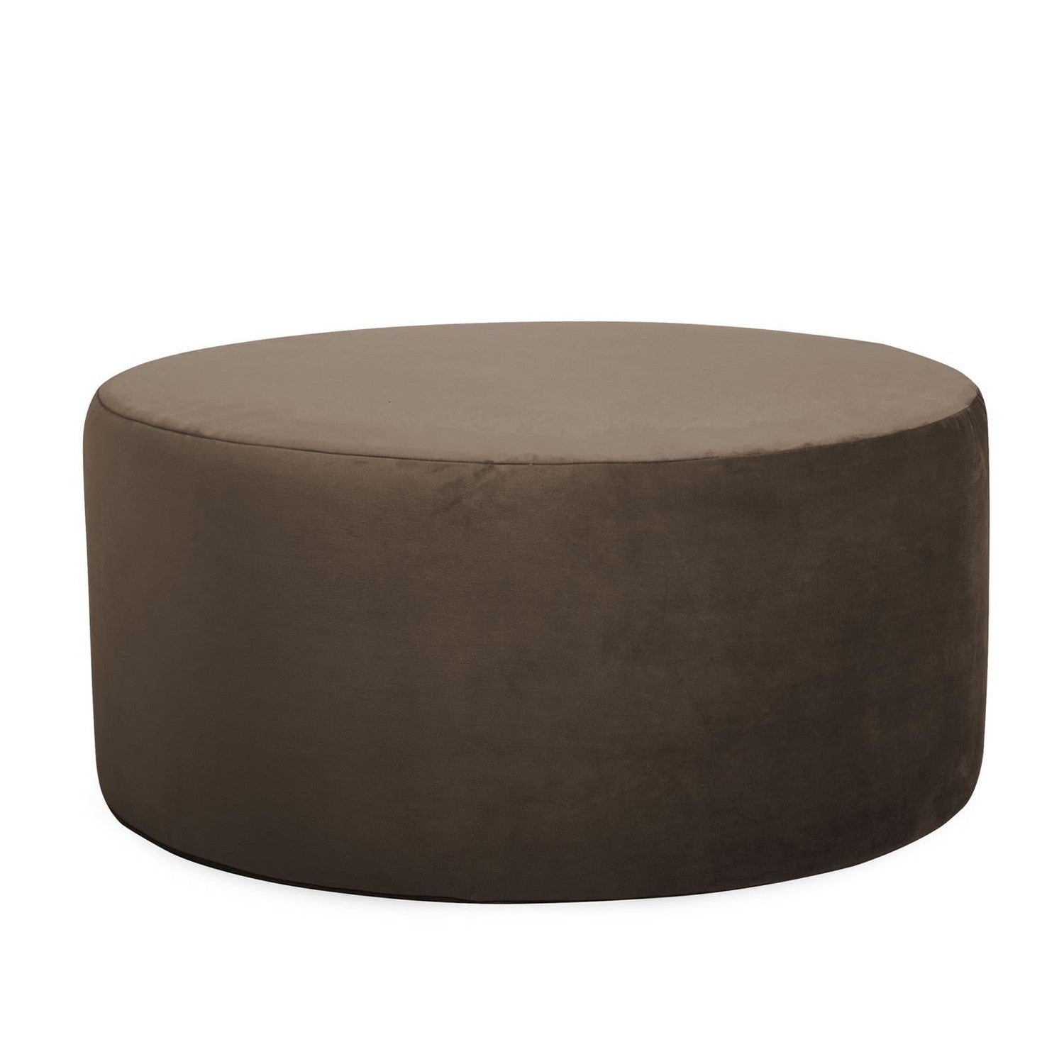 Universal Round Ottoman-The Howard Elliott Collection-HOWARD-132-220-Stools & OttomansBella Chocolate-100% Polyester-22-France and Son