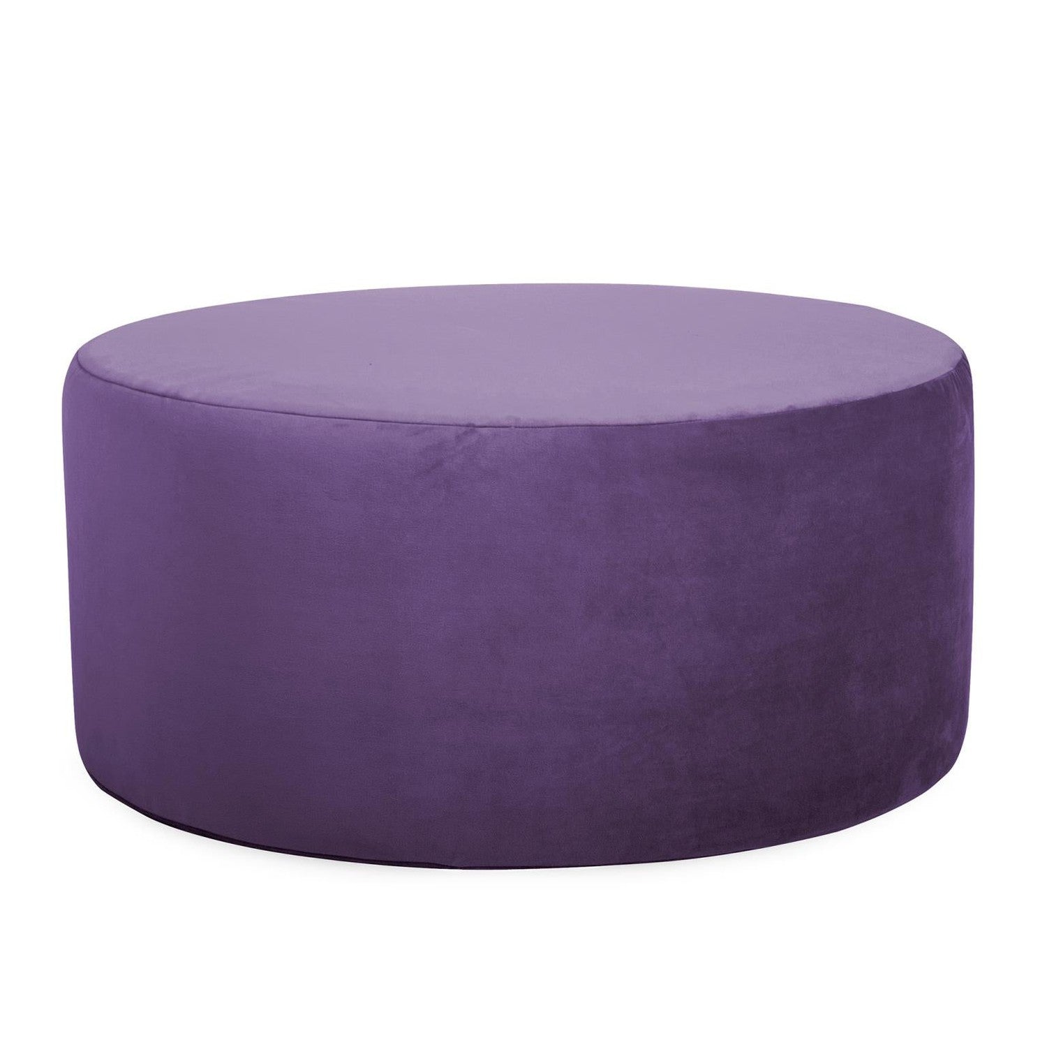 Universal Round Ottoman-The Howard Elliott Collection-HOWARD-132-223-Stools & OttomansEggplant-100% Polyester-24-France and Son