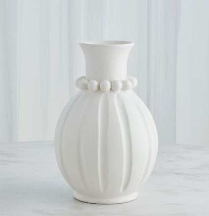 Pearl Vase-Global Views-GVSA-3.31852-VasesShort-Matte White-3-France and Son