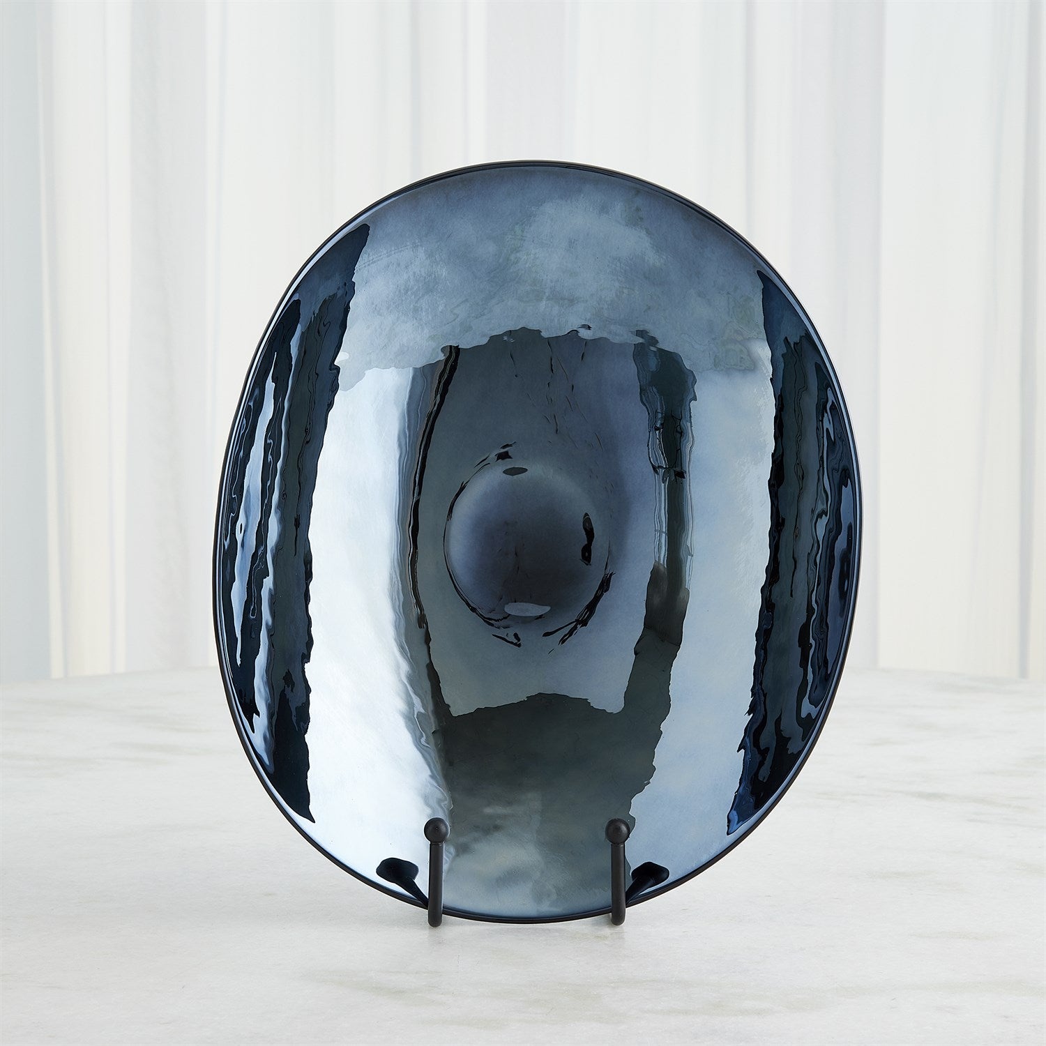 Obsidian Folded Plate - Metallic Black-Global Views-GVSA-7.30273-Decorative Objects-1-France and Son