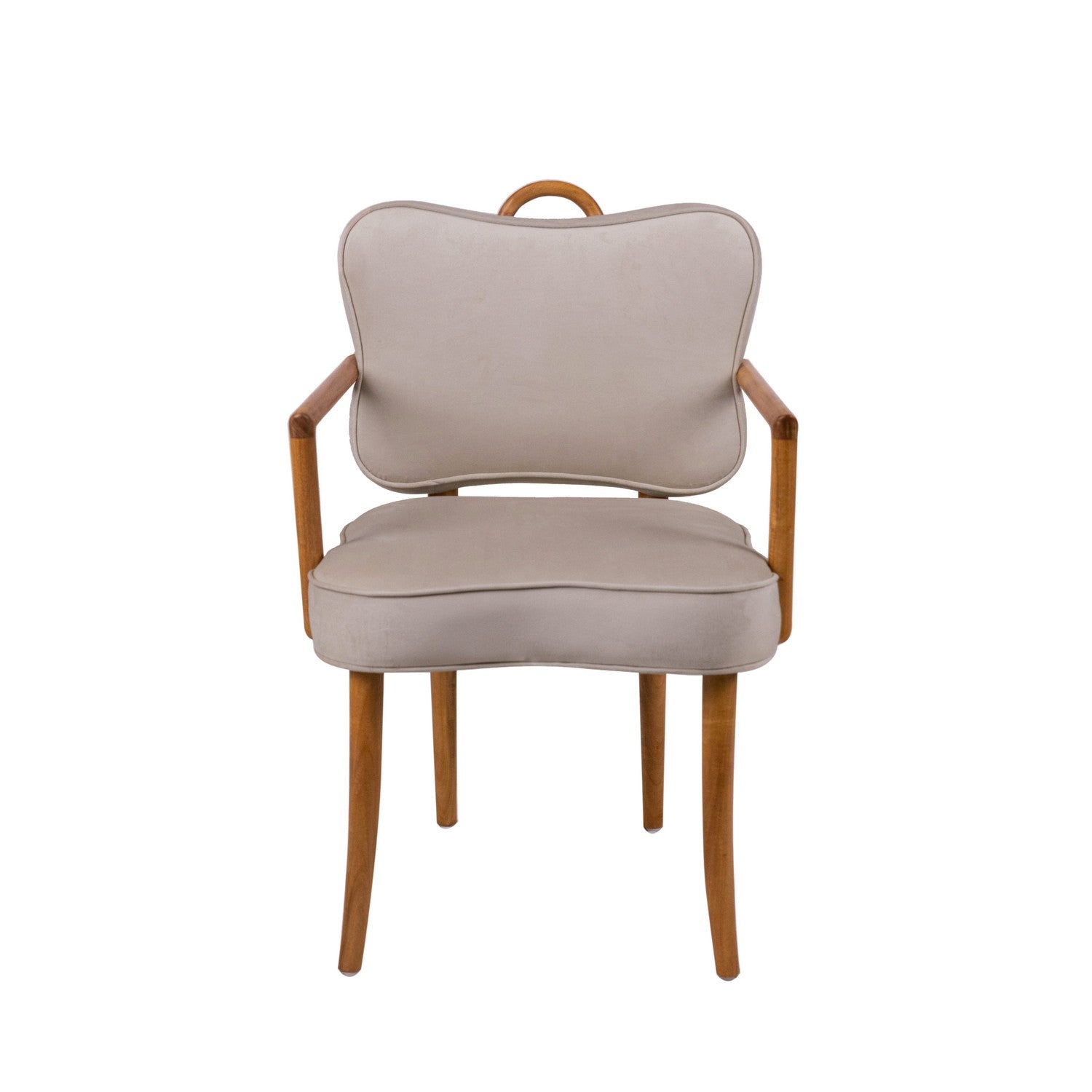 Royere Dining Arm Chair - Velvet (New Version)-France & Son-FL1087H-BGE-NEW-Dining Chairs-1-France and Son