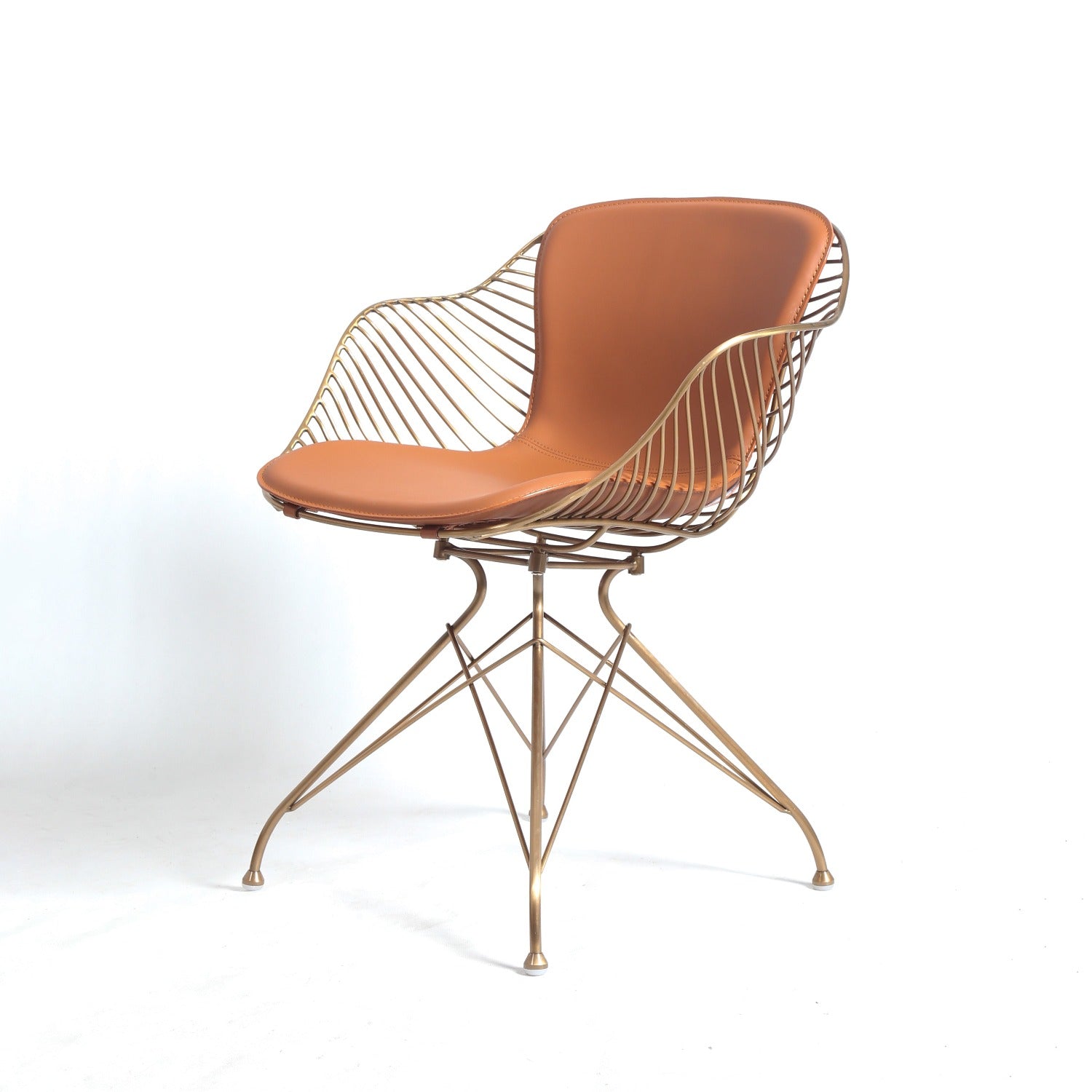 Odilia Dining Arm Chair-France & Son-FMC096BRNRGLD-Dining Chairs-1-France and Son
